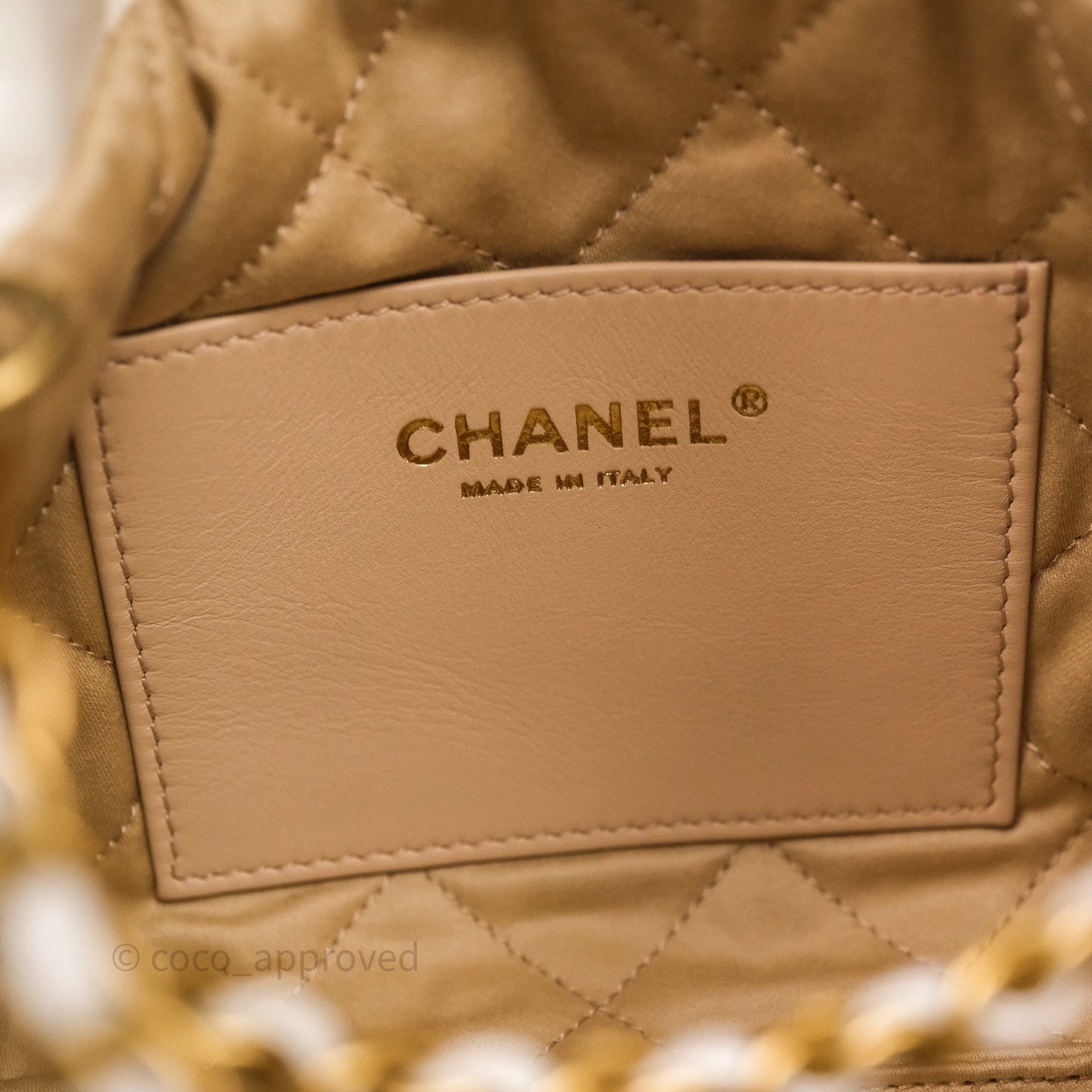 Chanel 22 Mini Bag White Calfskin Aged Gold Hardware