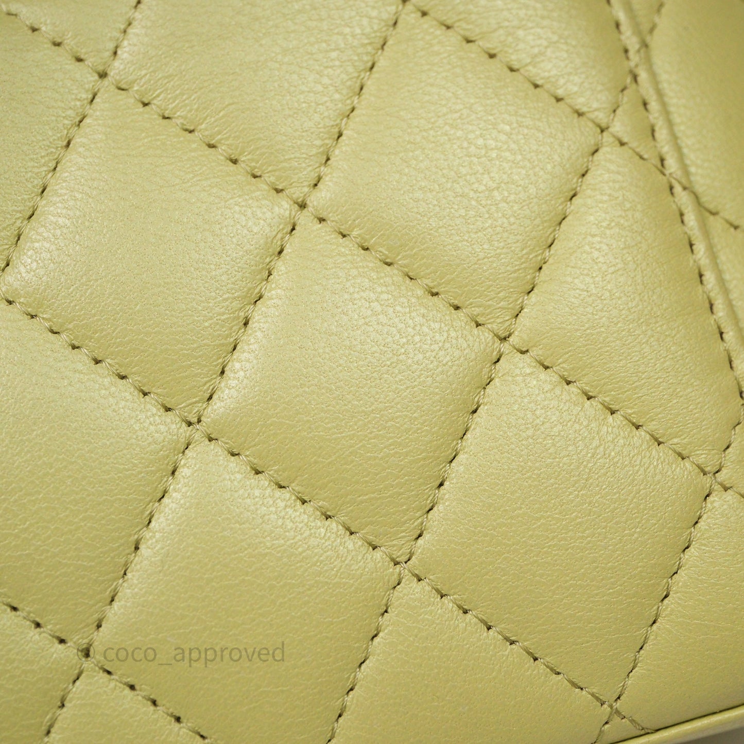 Chanel Quilted Vanity With Chain Lambskin Green Gold Hardware