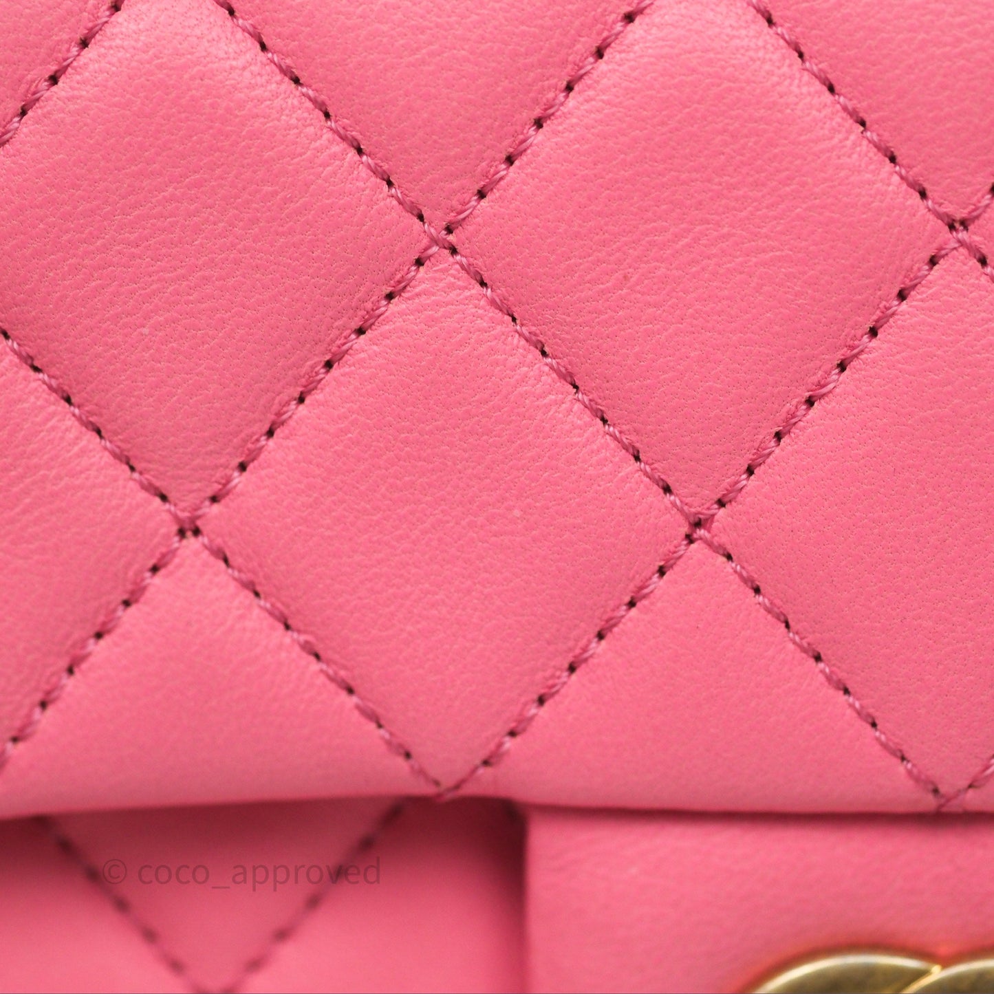 Chanel Mini Rectangular Pearl Crush Quilted Pink Lambskin Aged Gold Hardware