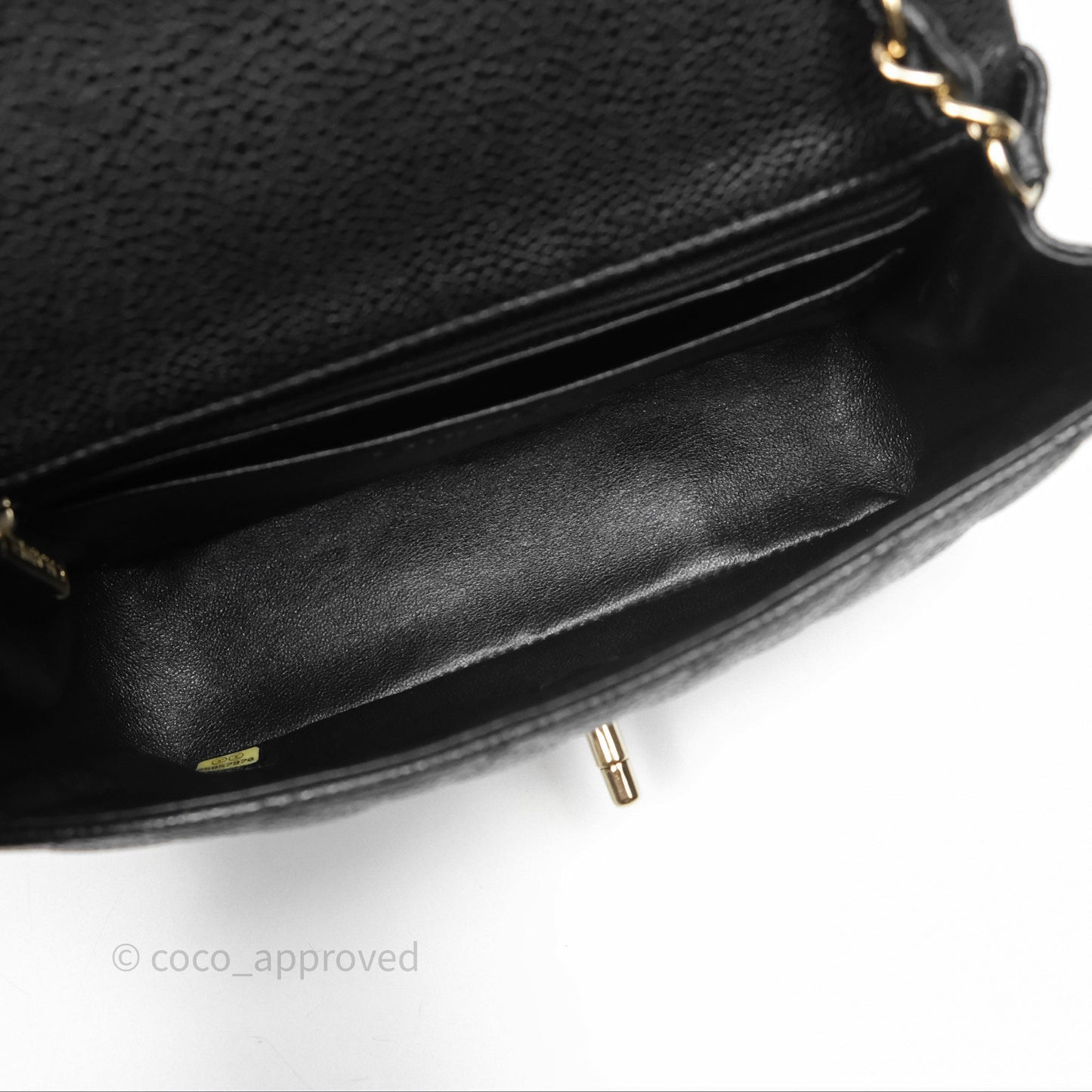 Chanel Quilted Mini Rectangular Black Caviar Gold Hardware