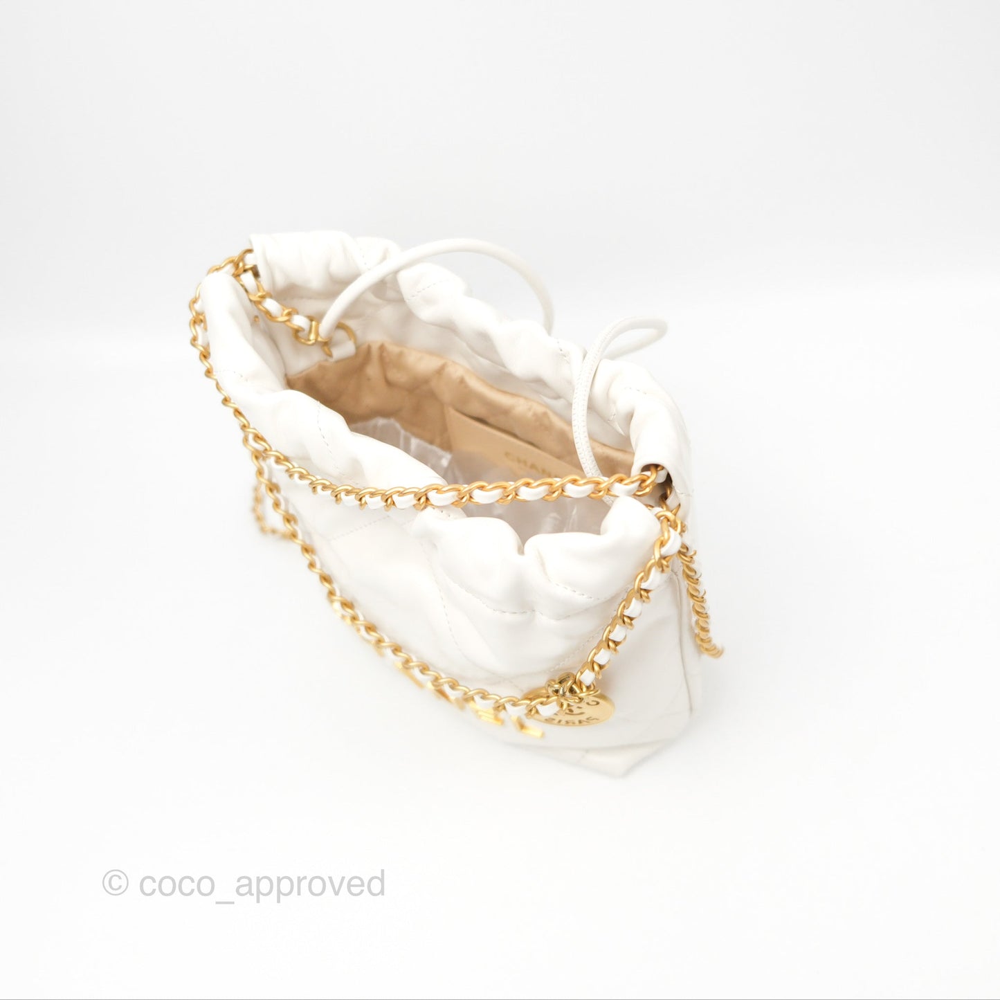 Chanel 22 Mini Bag White Crumpled Calfskin