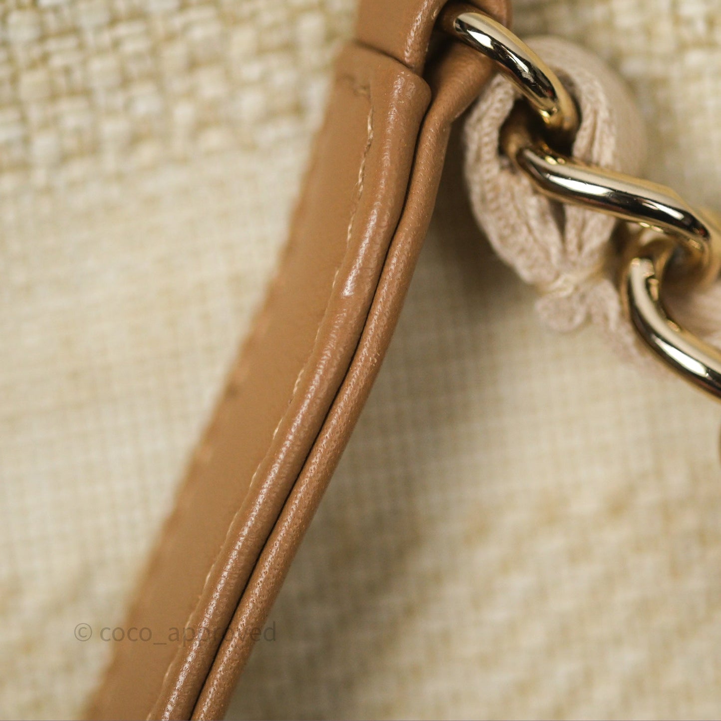 Chanel Large Deauville Beige Brown Tweed Gold Hardware