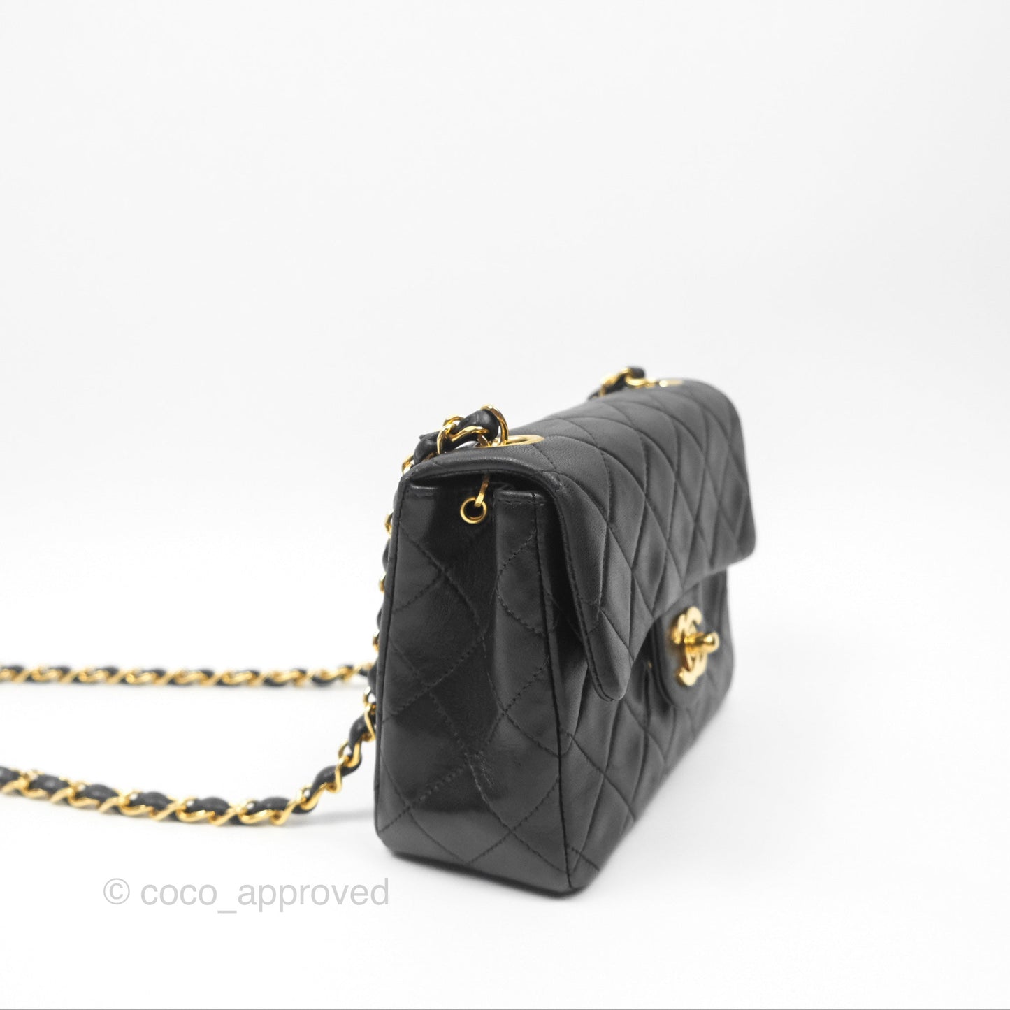 Chanel Vintage Mini Square Black Lambskin 24K Gold Hardware