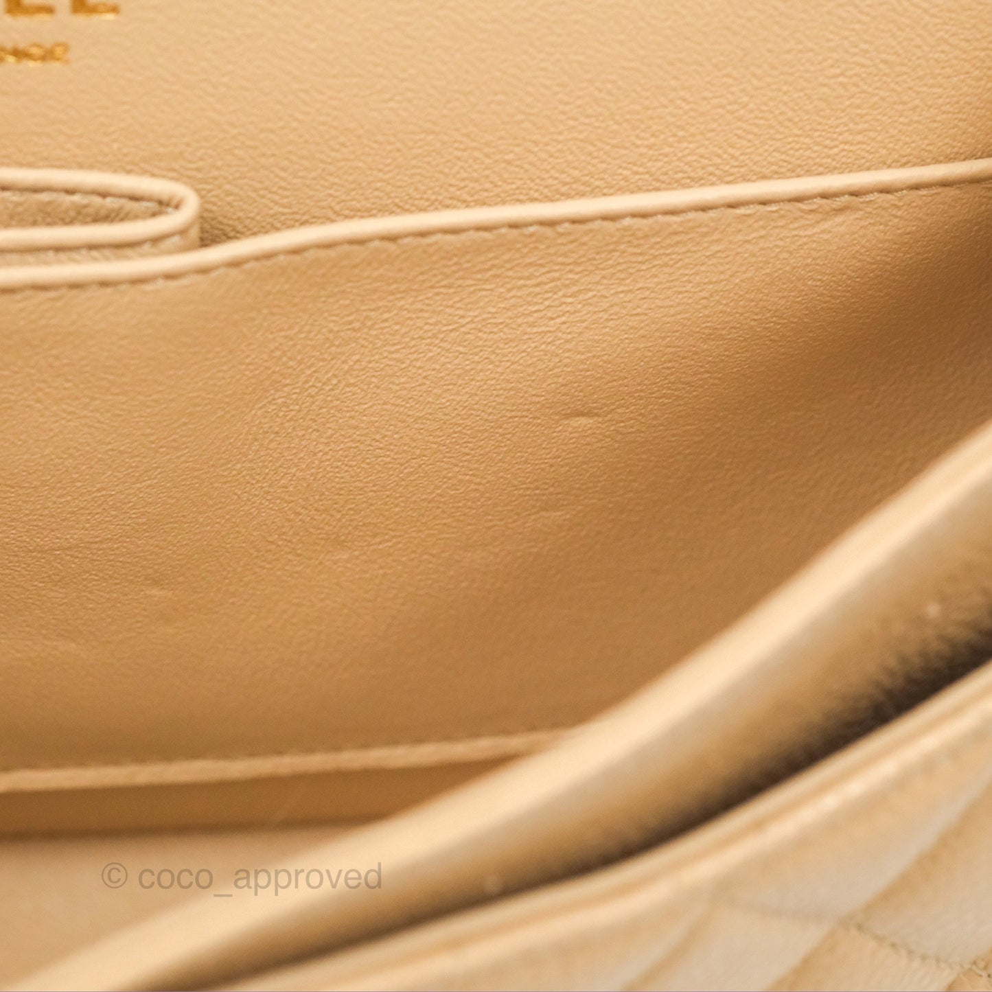 Chanel Classic M/L Medium Flap Quilted Beige Caviar Gold Hardware