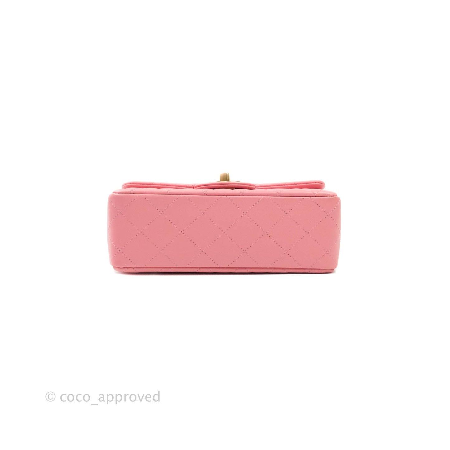 Chanel Classic Quilted Mini Rectangular Flap Pink Lambskin Aged Gold Hardware