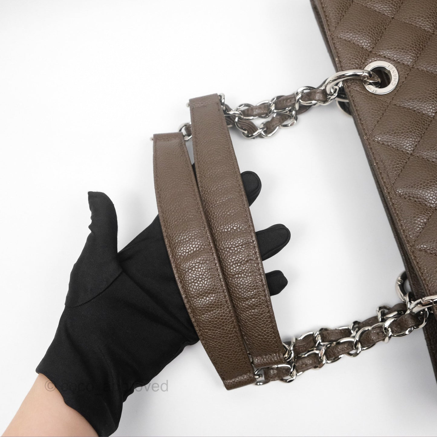 Chanel GST Chocolate Brown Caviar Silver Hardware