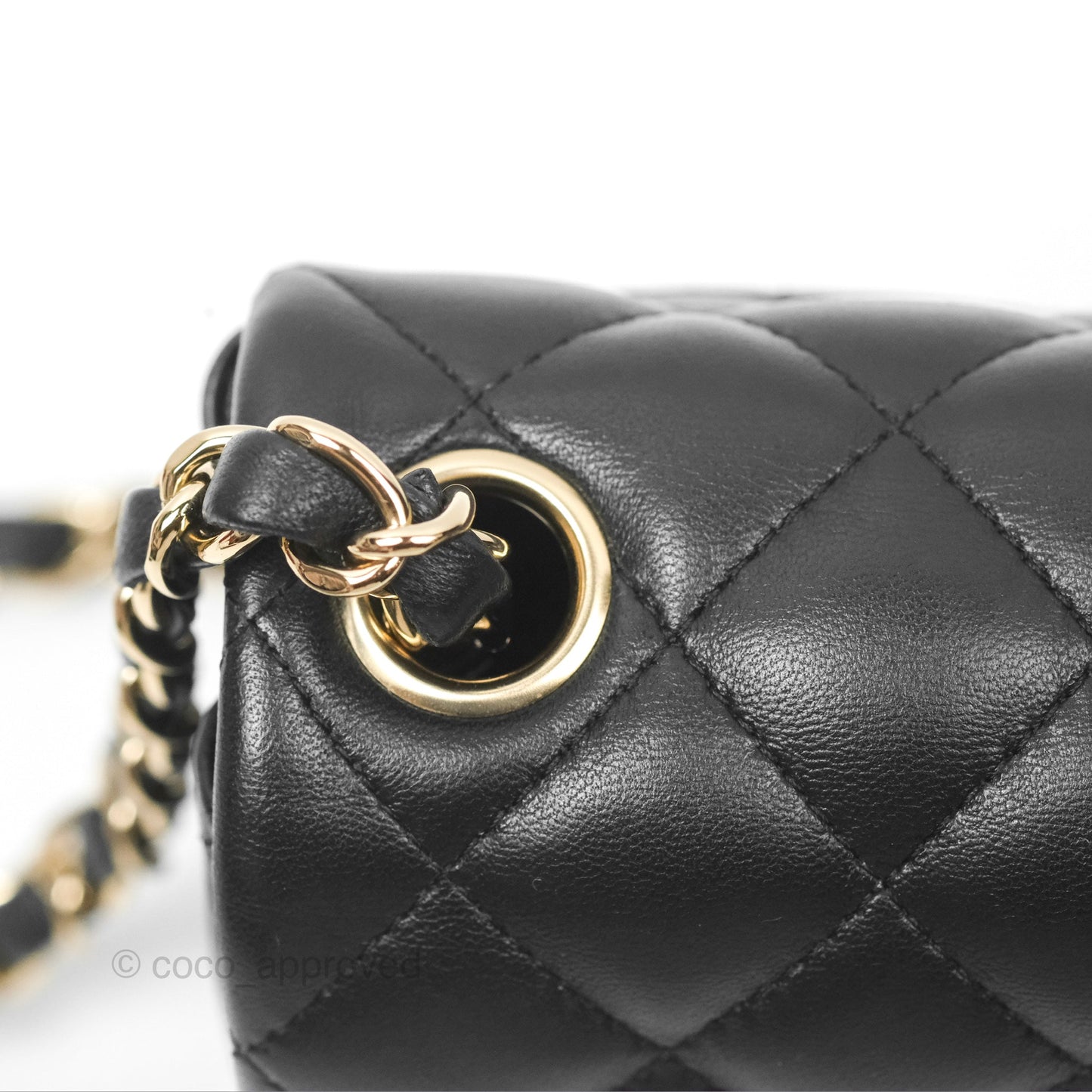 Chanel Mini Square Quilted Black Lambskin Gold Hardware