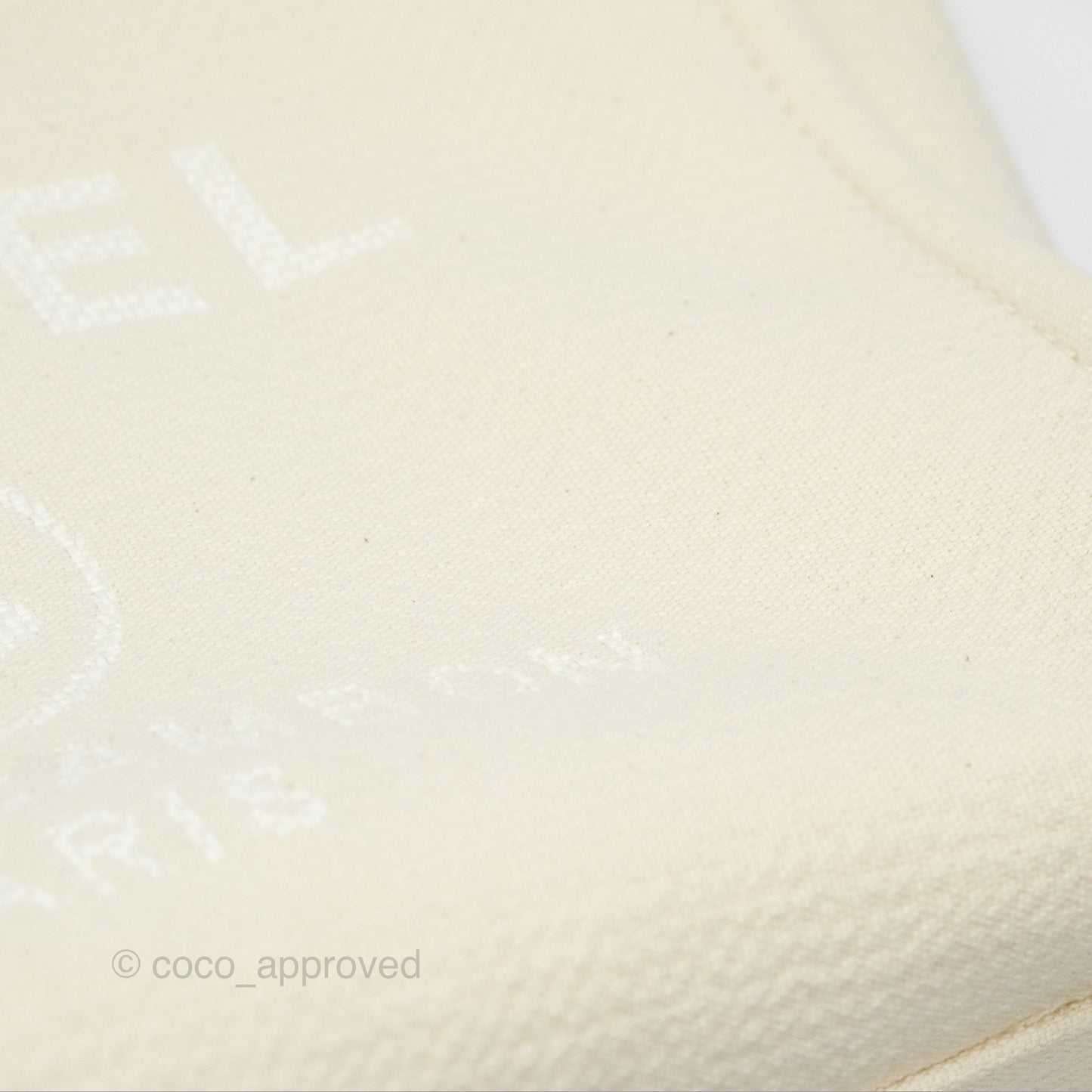 Chanel Medium Deauville Tote Ivory Cotton Silver Hardware