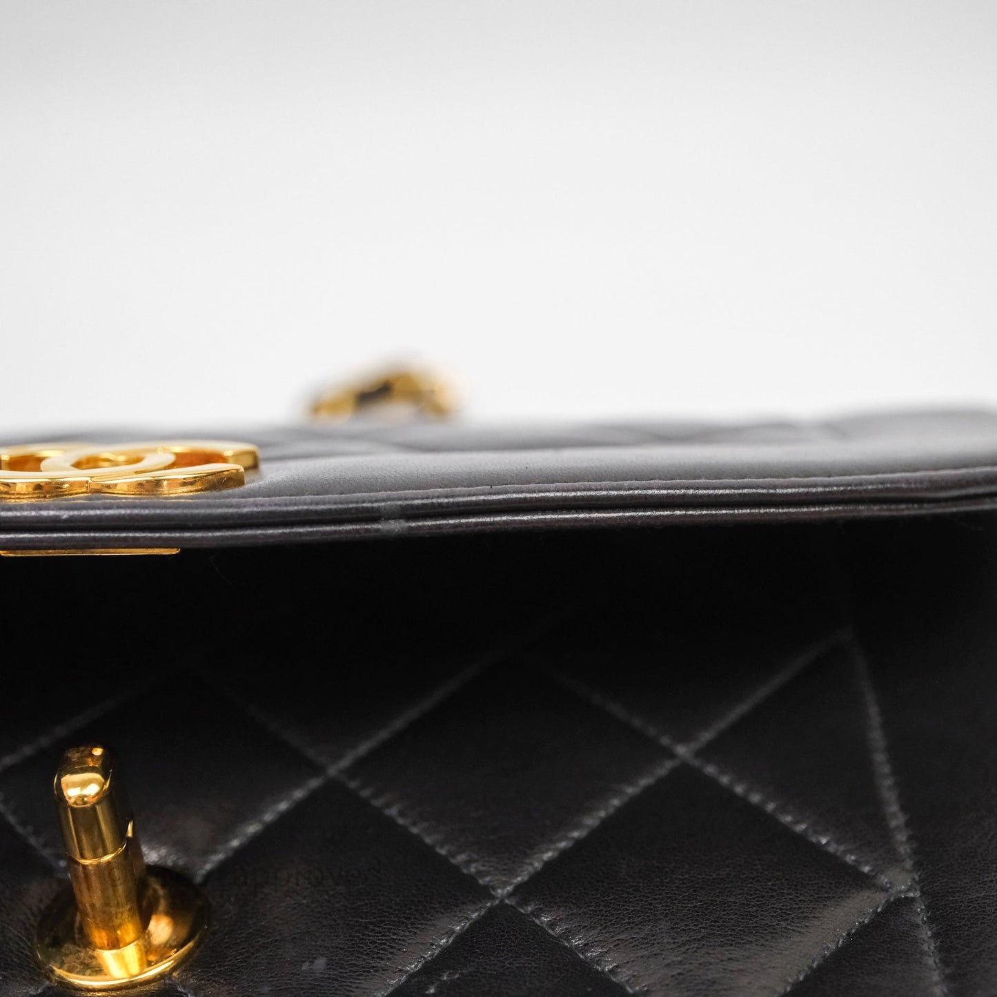 Chanel Vintage Small Quilted Classic Diana Flap Bag Black Lambskin 24K Gold Hardware