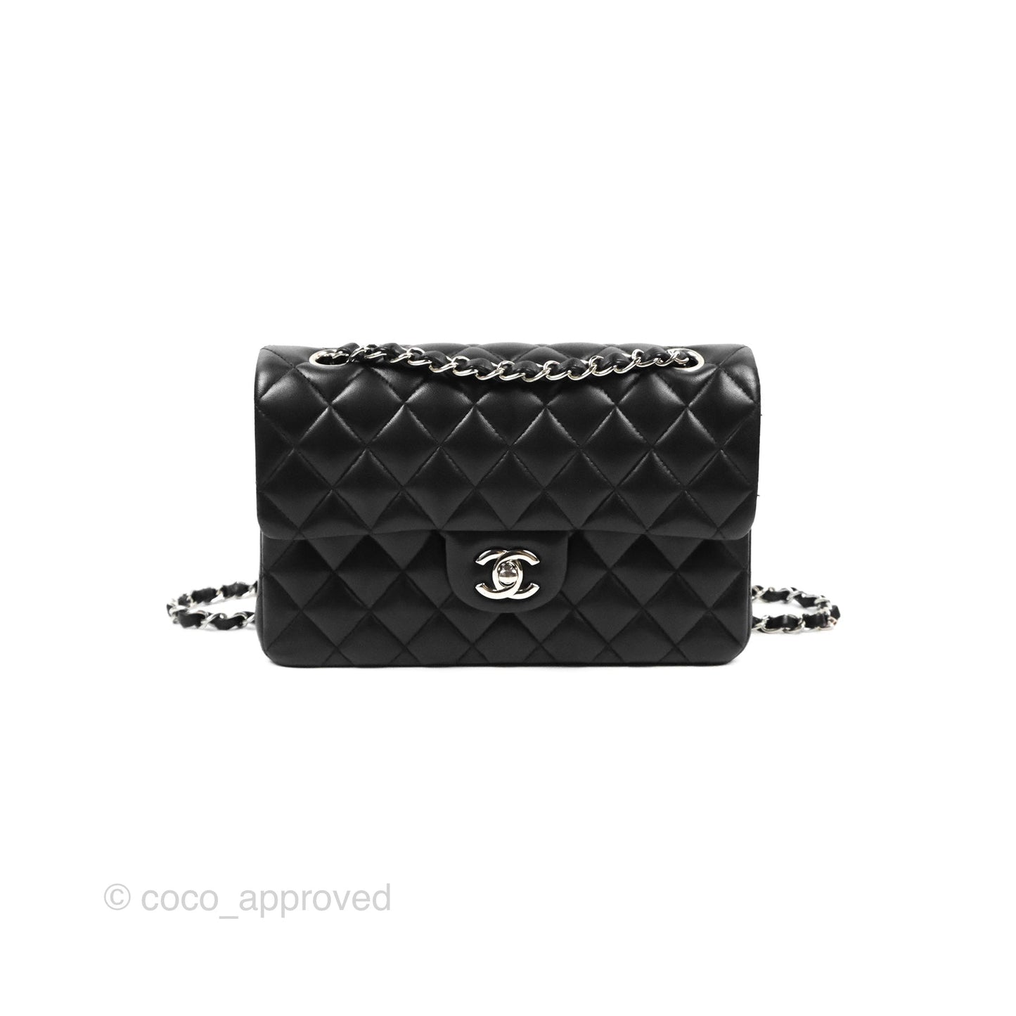 Chanel Small Classic Quilted Flap Black Lambskin Silver Hardware