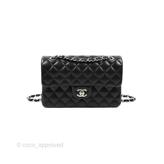 Chanel Small Classic Quilted Flap Black Lambskin Silver Hardware