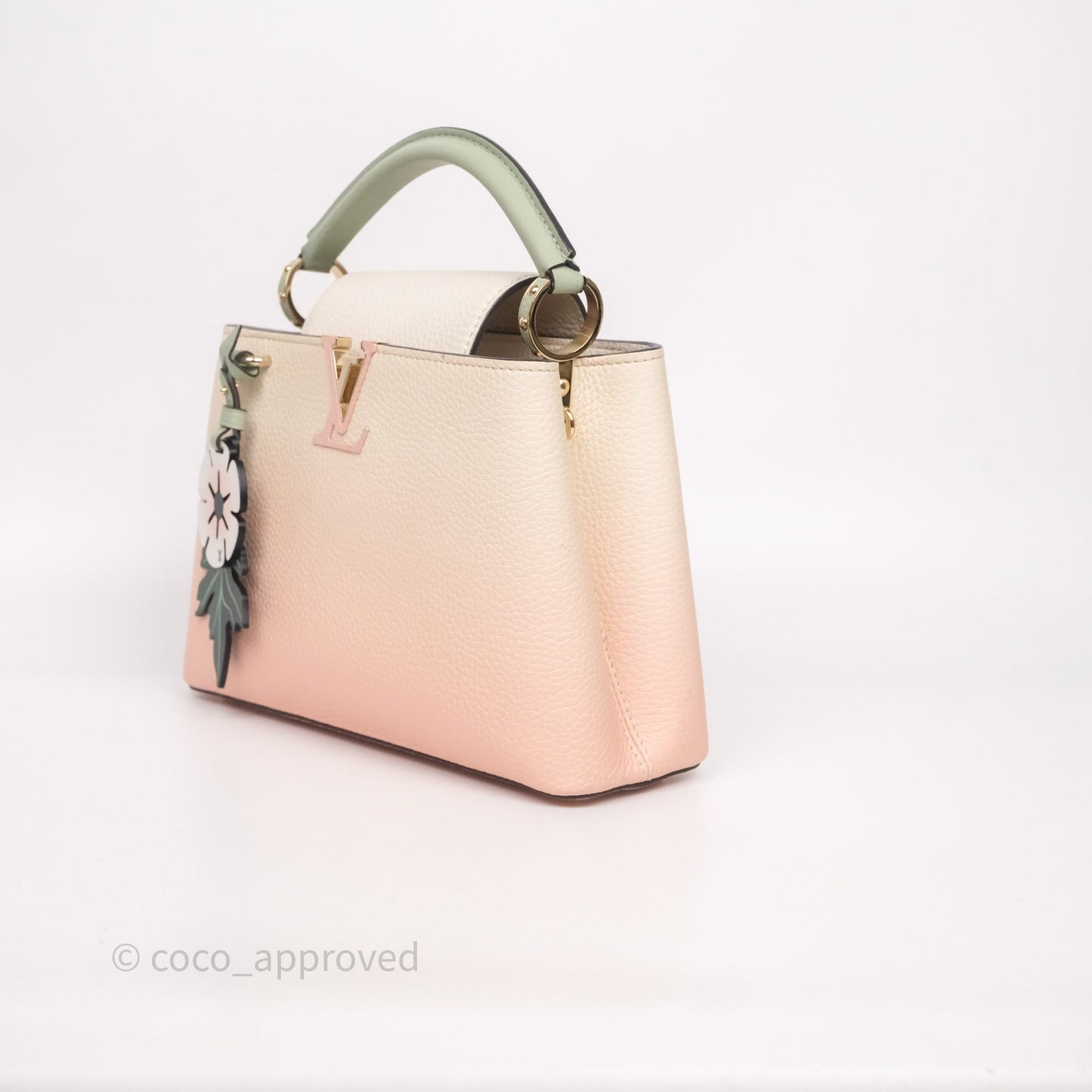 Louis Vuitton Capucines BB Creme Rose Jade Taurillon Leather Gold Hardware