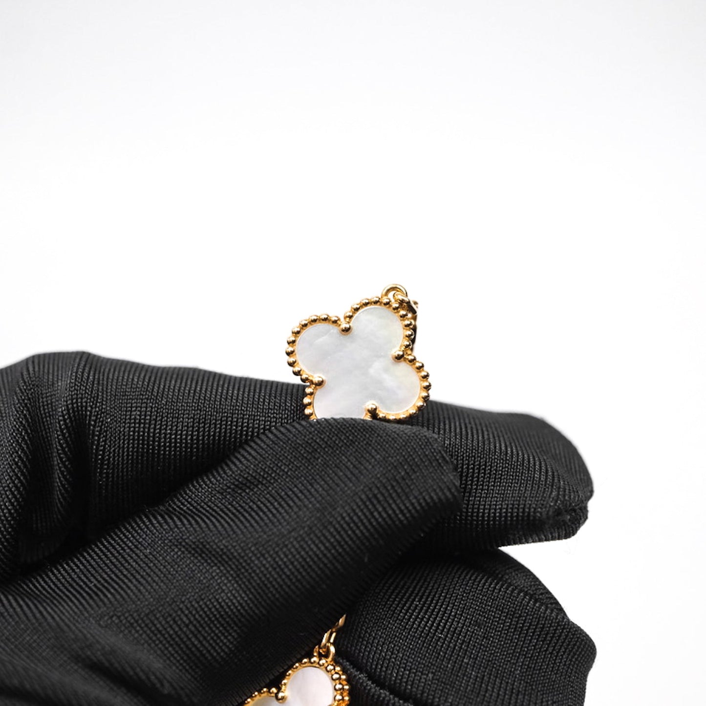 Van Cleef & Arpels Vintage Alhambra 5 Motifs White Yellow Gold Bracelet