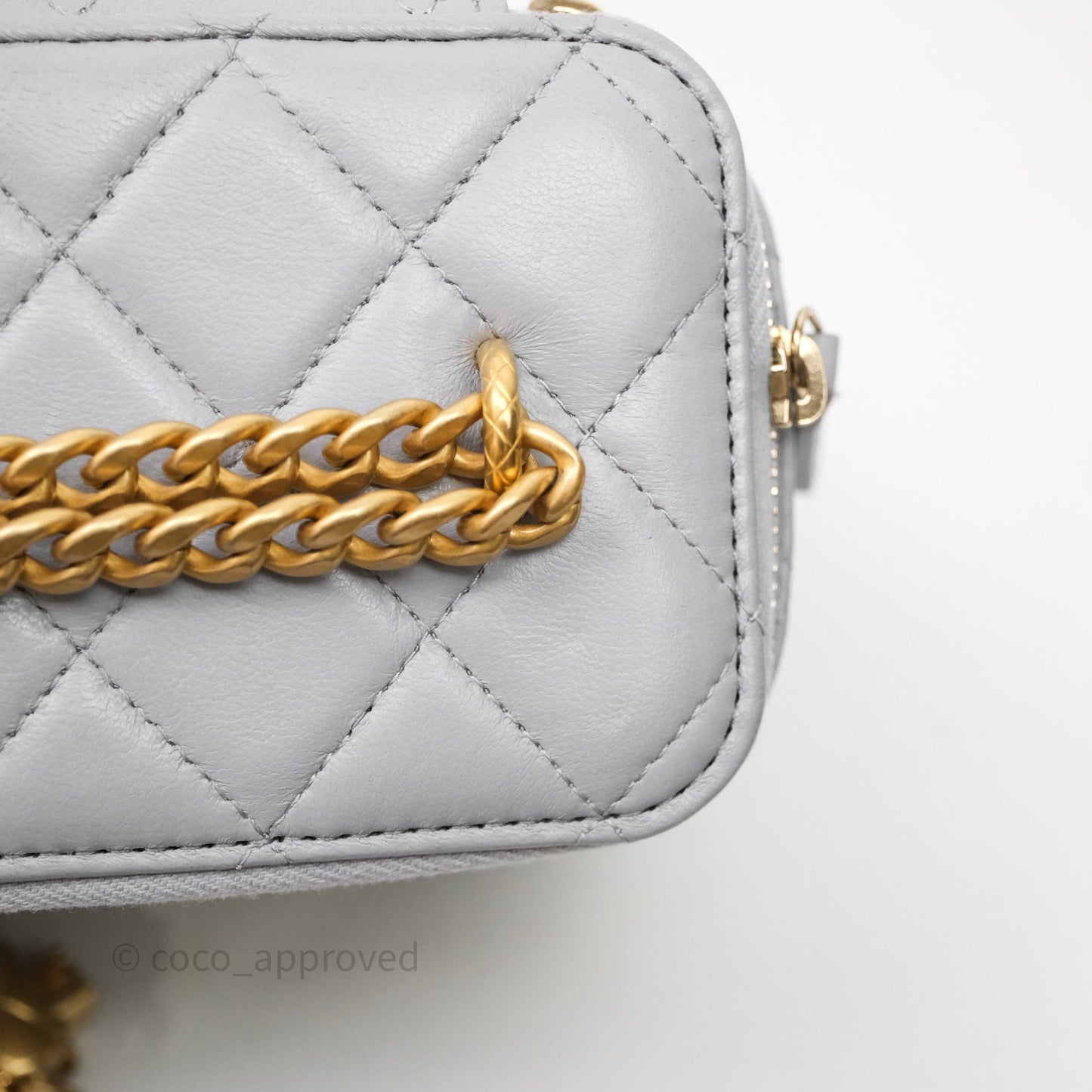 Chanel Vanity with Adjustable Chain Grey Lambskin Aged Gold Hardware
