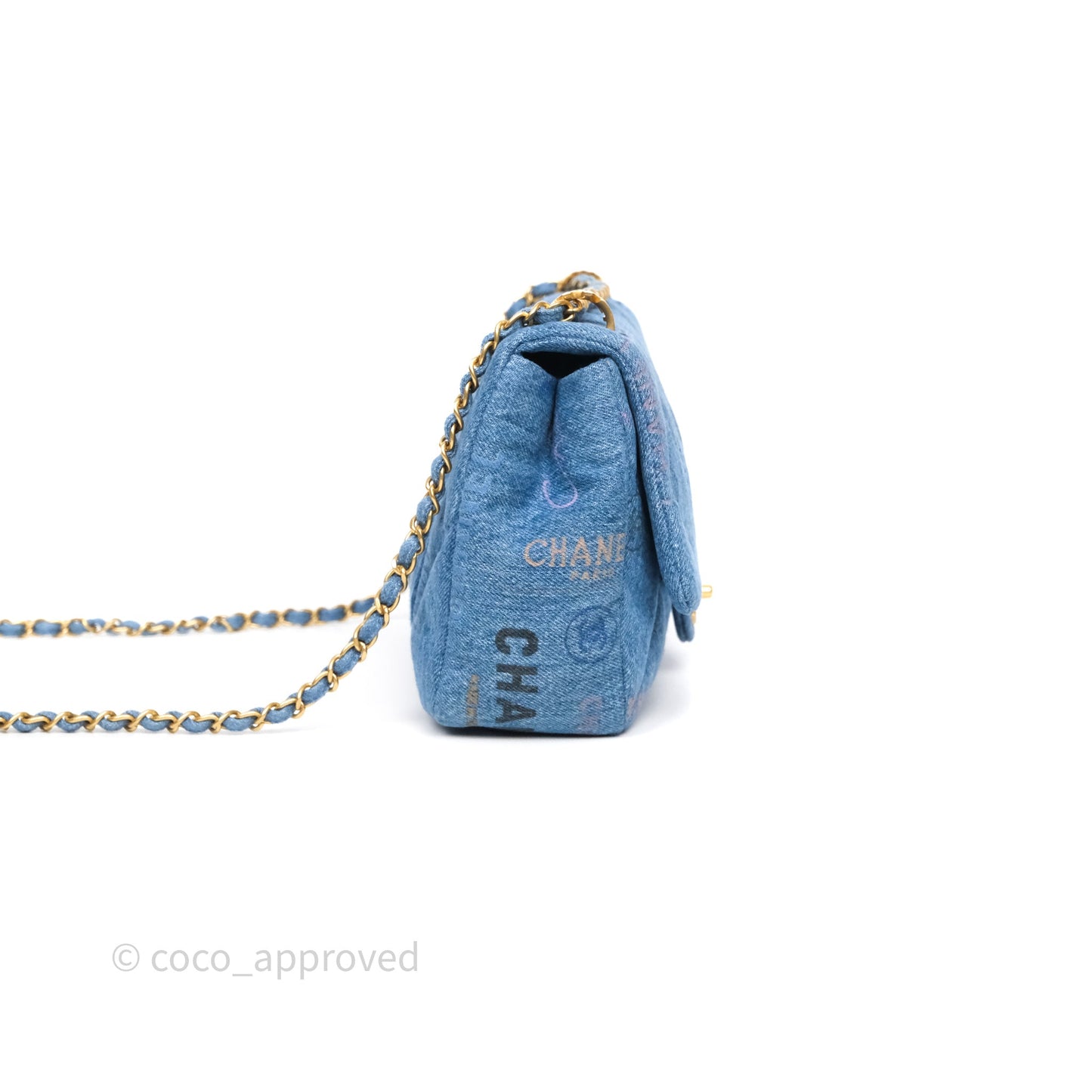 Chanel Large Denim Mood Flap Quilted Blue Multicolor 22P