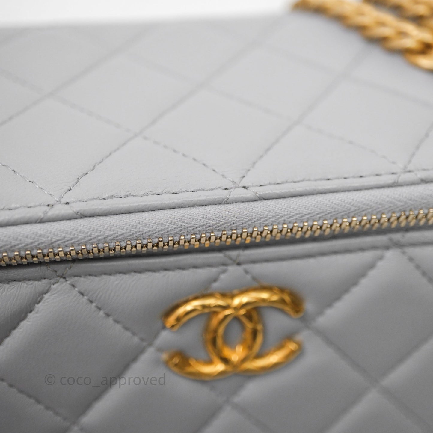 Chanel Vanity with Adjustable Chain Grey Lambskin Aged Gold Hardware