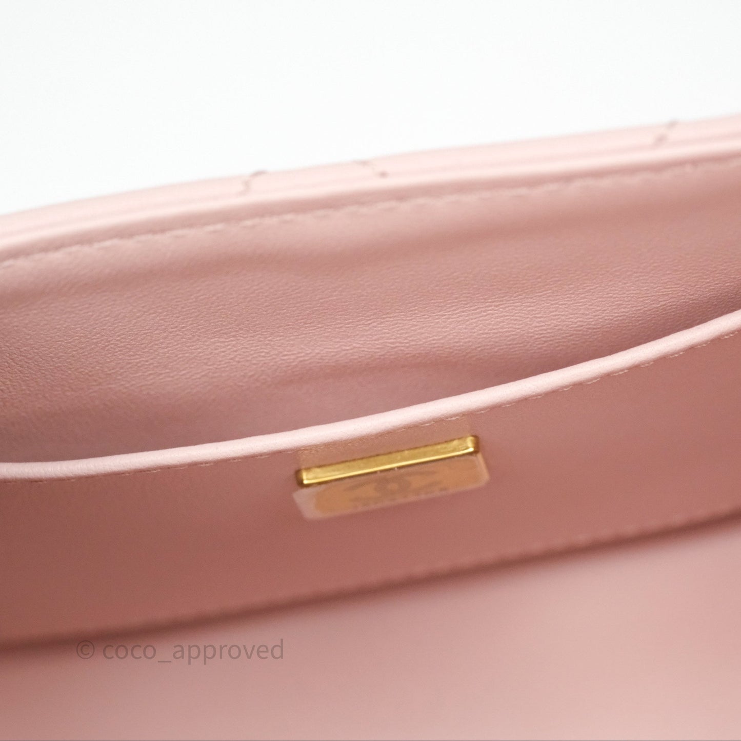 Chanel Top Handle Flap Bag Pink Lambskin Aged Gold Hardware 23S