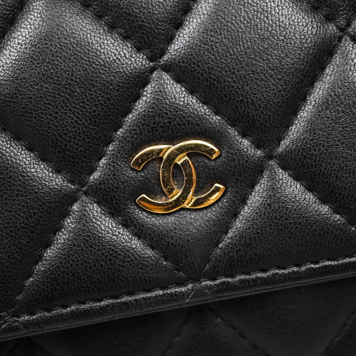 Chanel Classic WOC Wallet On Chain Quilted Black Lambskin Gold Hardware