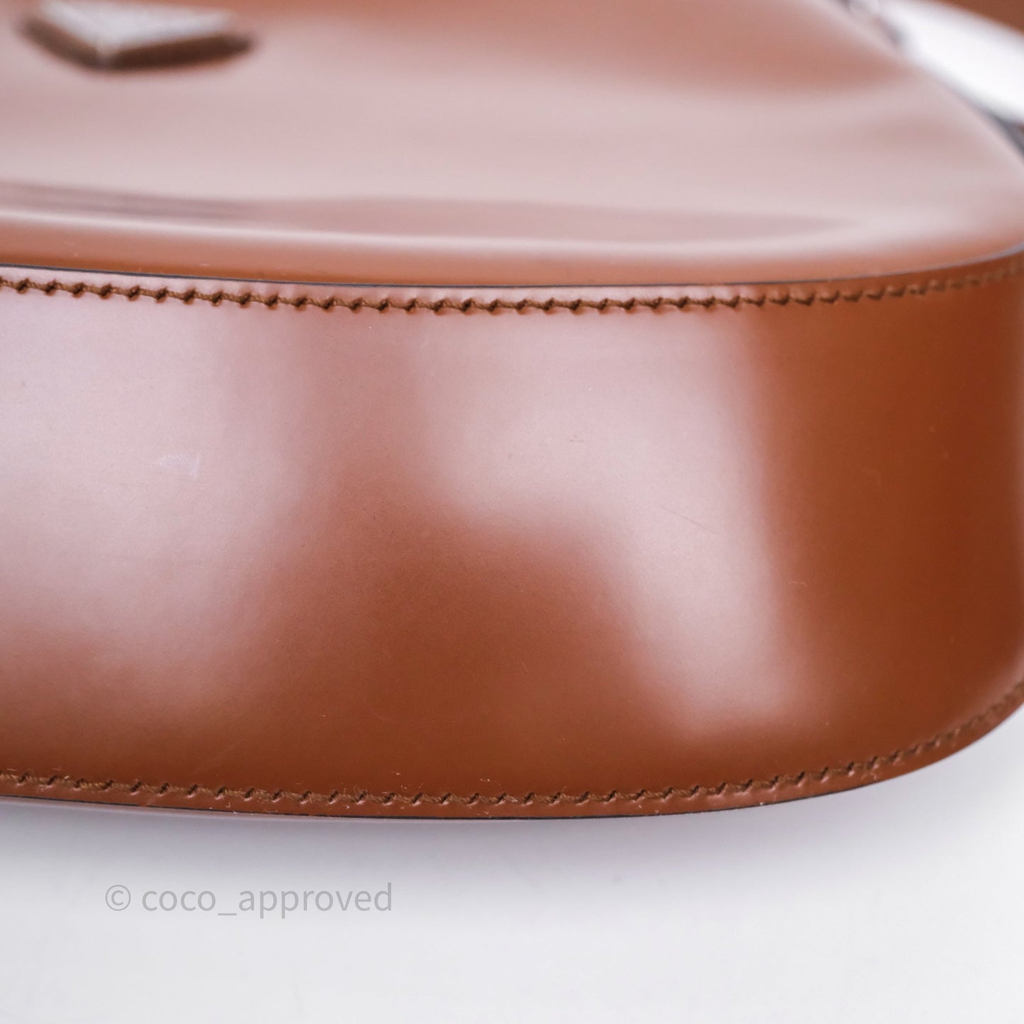 Prada Cleo Brushed Leather Shoulder Bag Brown
