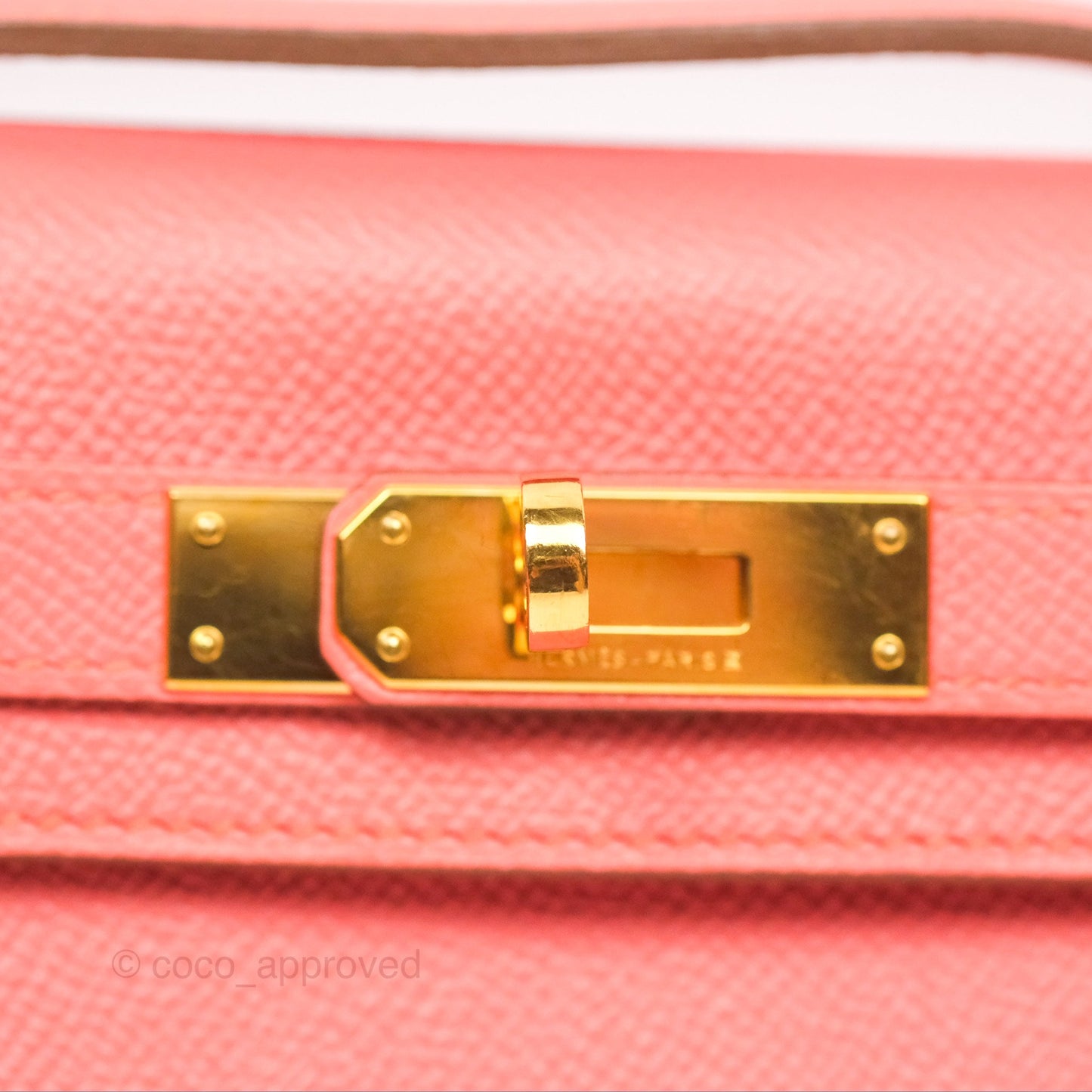 Hermes Kelly Cut Clutch Pochette Flamingo Epsom Gold Hardware