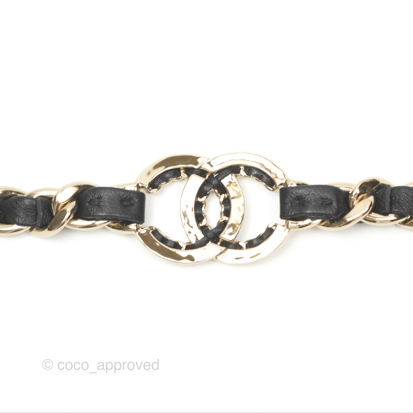 Chanel CC Woven Hair Band/Belt Accessory Black Gold Tone 22P
