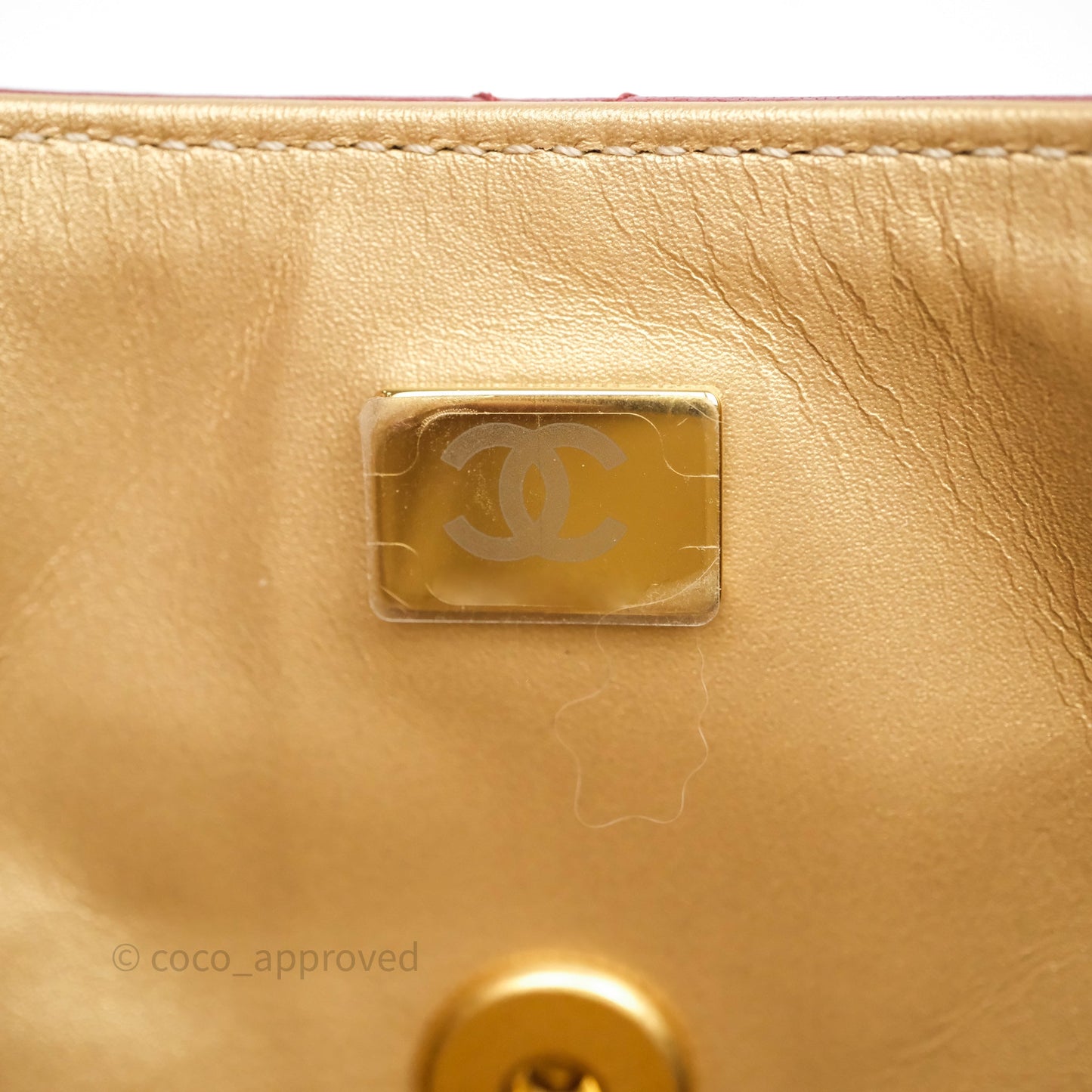Chanel Quilted Accordion Flap Bag with Button on Chain Burgundy Lambskin Aged Gold Hardware 22A