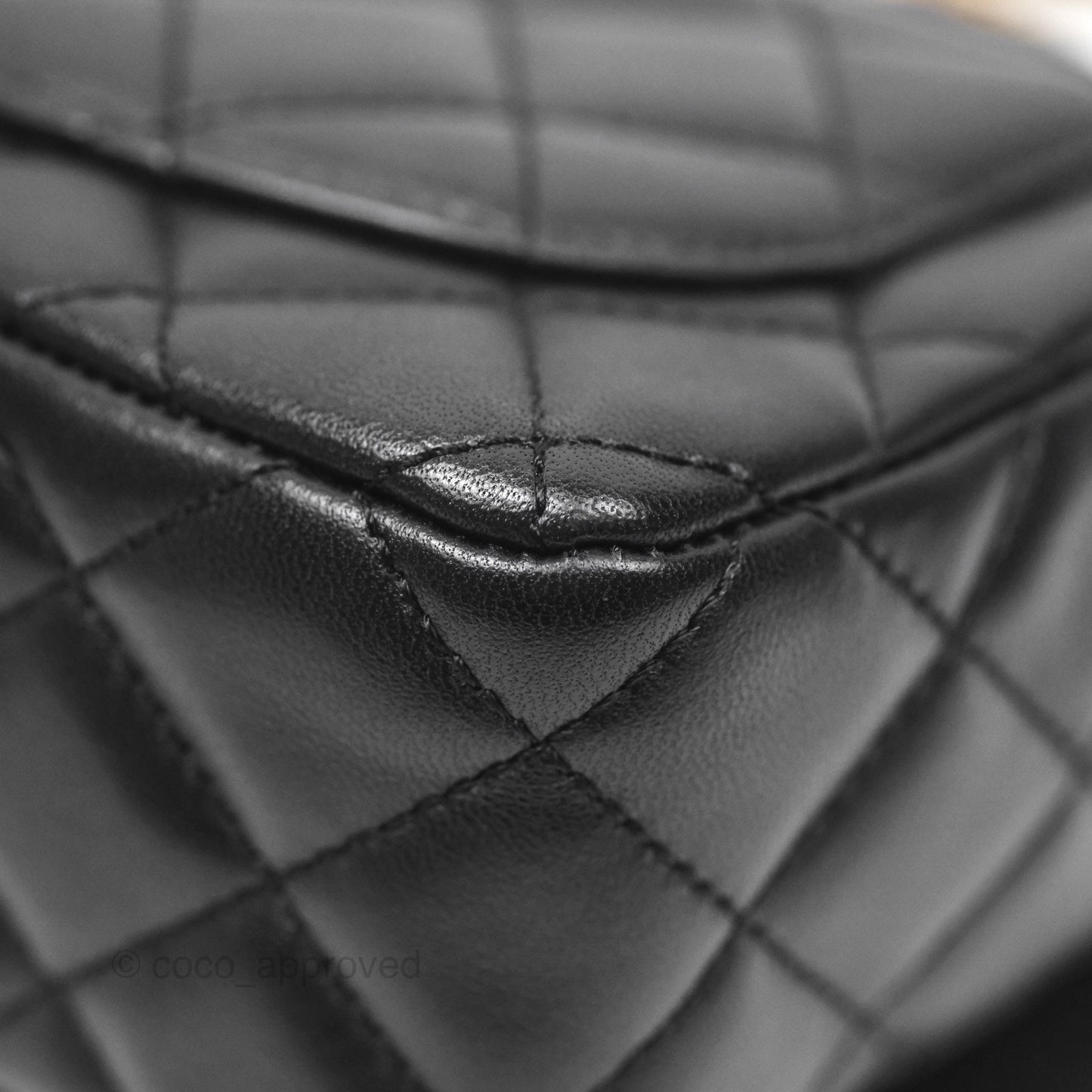 Chanel Flap Bag with Logo Enamel Chain Black Lambskin 22B