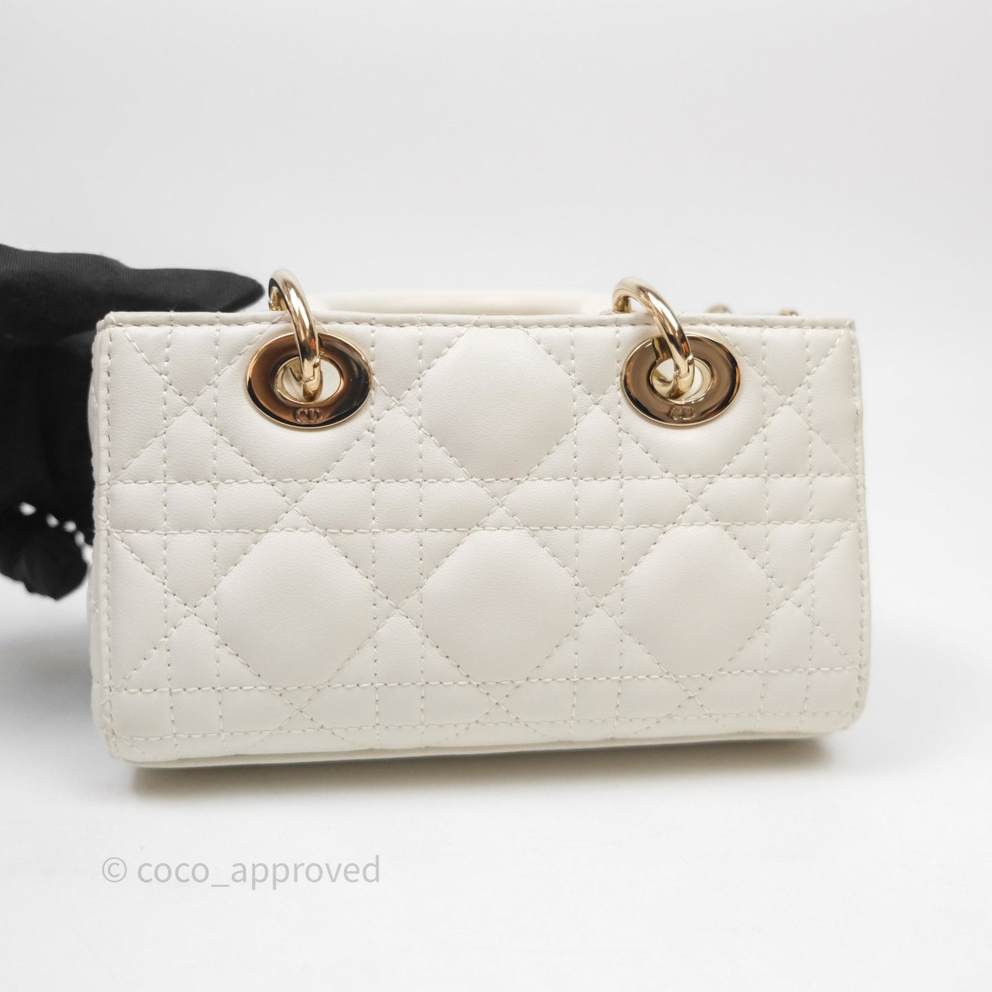 Christian Dior Micro Lady D-Joy Bag Latte Cannage Lambskin Gold Hardware
