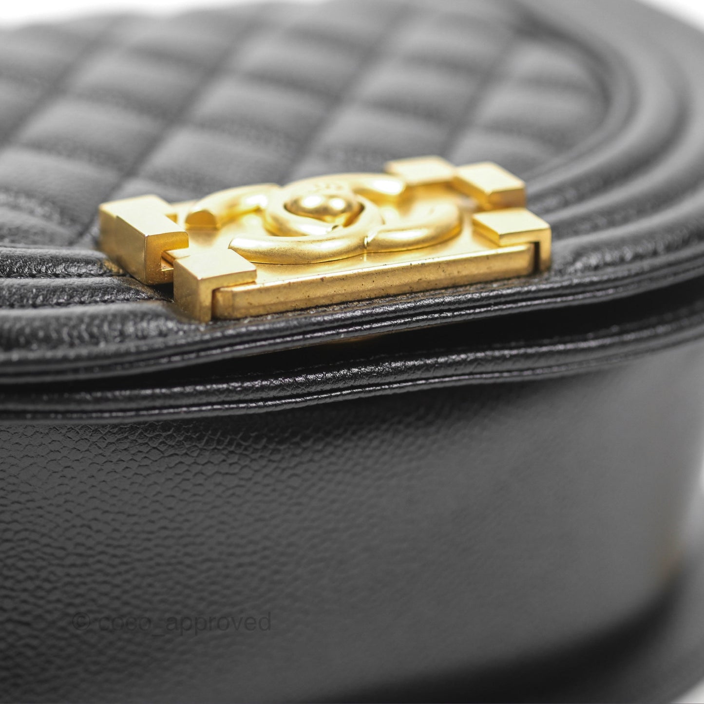 Chanel Boy Messenger Bag Black Caviar Aged Gold Hardware