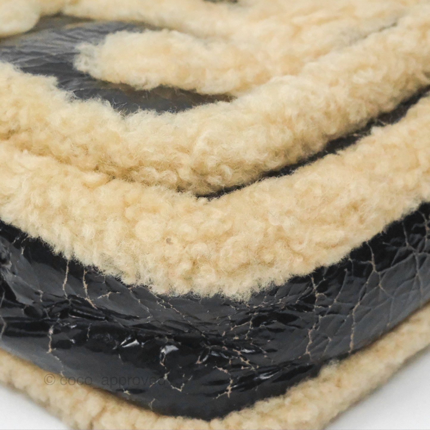 Chanel Mania CC Shearling Flap Bag Black Crumpled Glazed Sheepskin