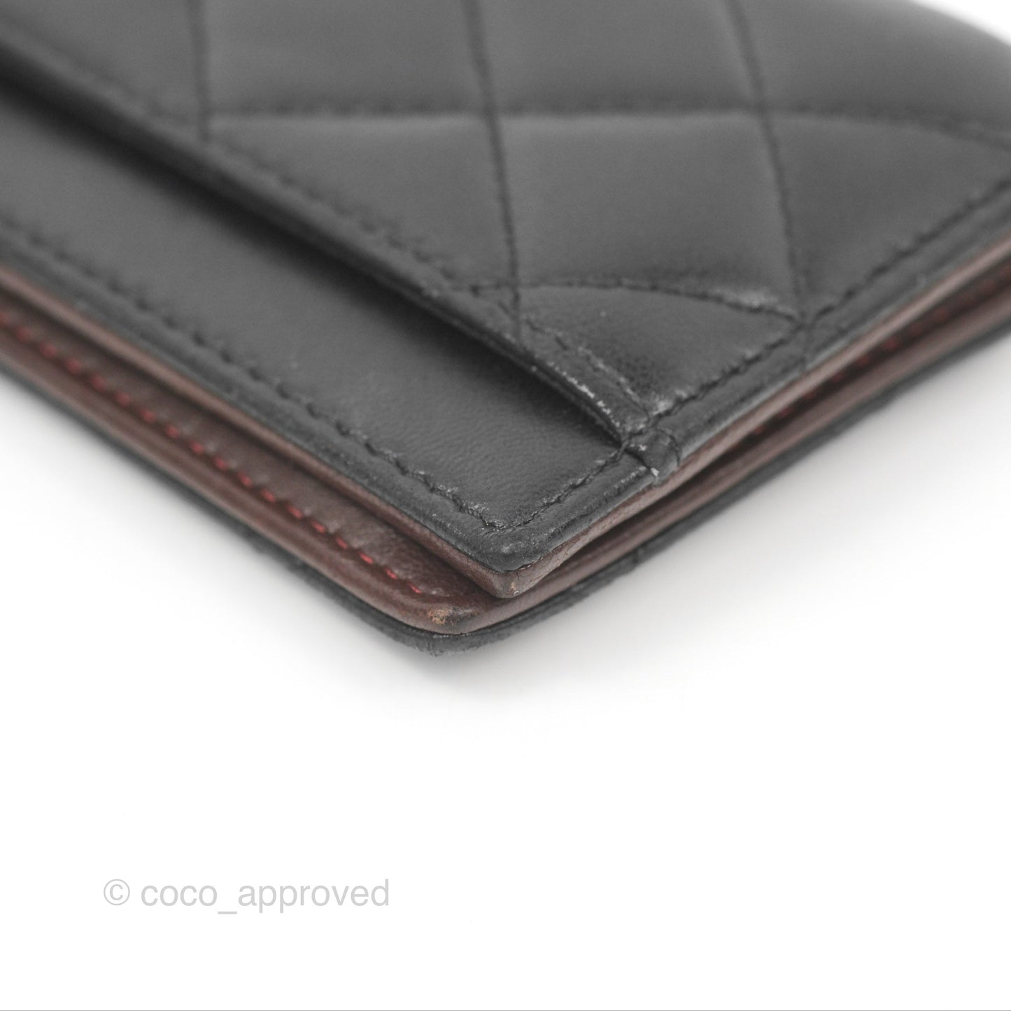 Chanel Classic Quilted Card Holder Black Lambskin Silver Hardware