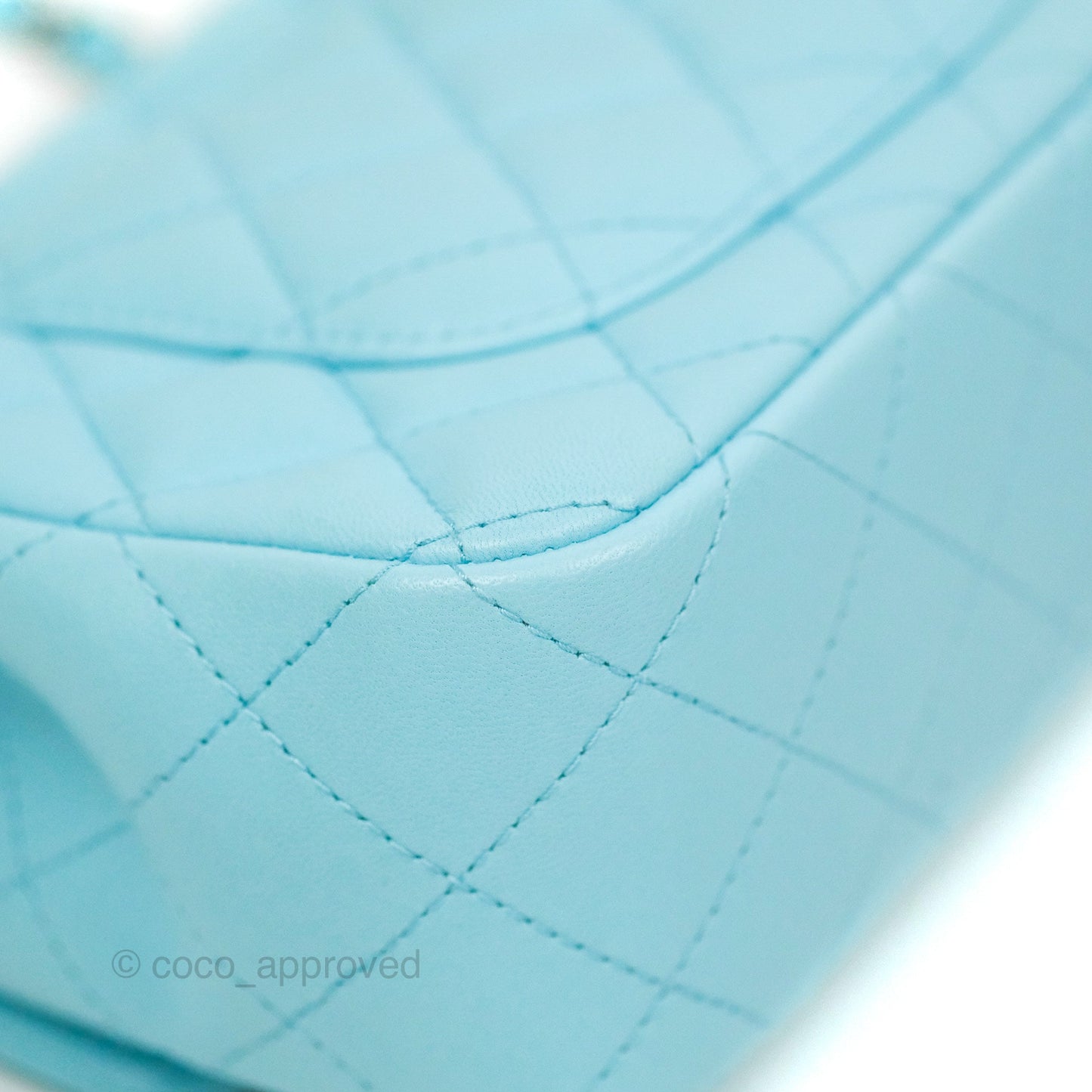 Chanel Quilted Mini Rectangular Flap Neon Blue Lambskin Silver Hardware 21S
