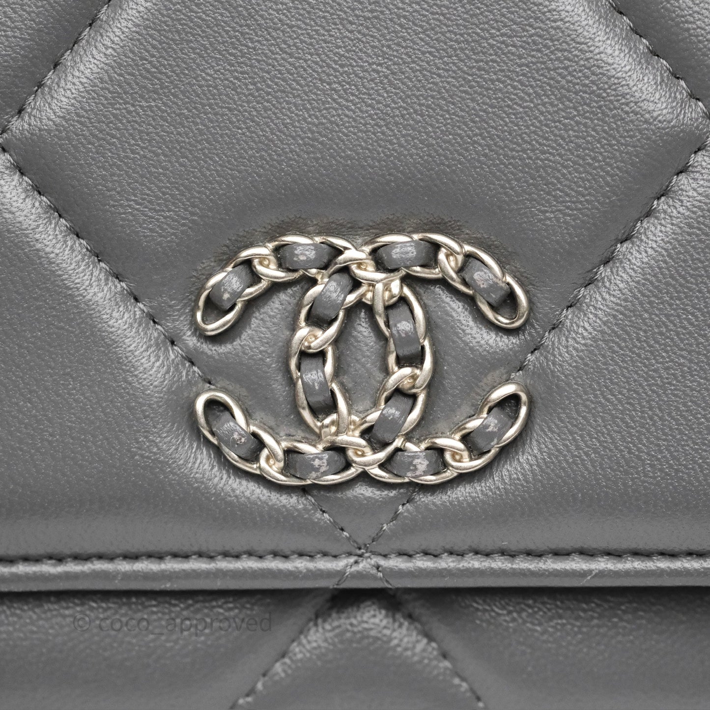 Chanel 19 Wallet on Chain WOC Grey Lambskin Mixed Hardware