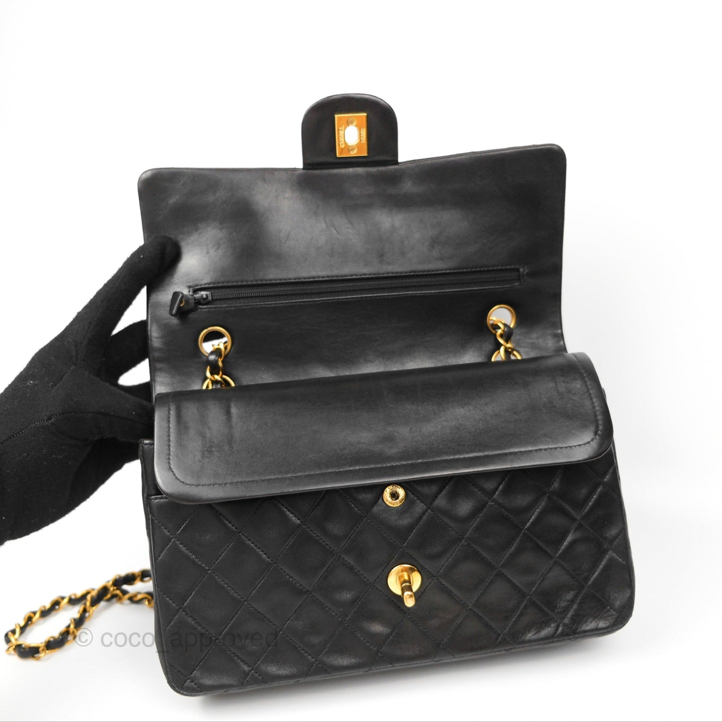 Chanel Classic Vintage Medium Flap Black Lambskin 24K Gold Hardware