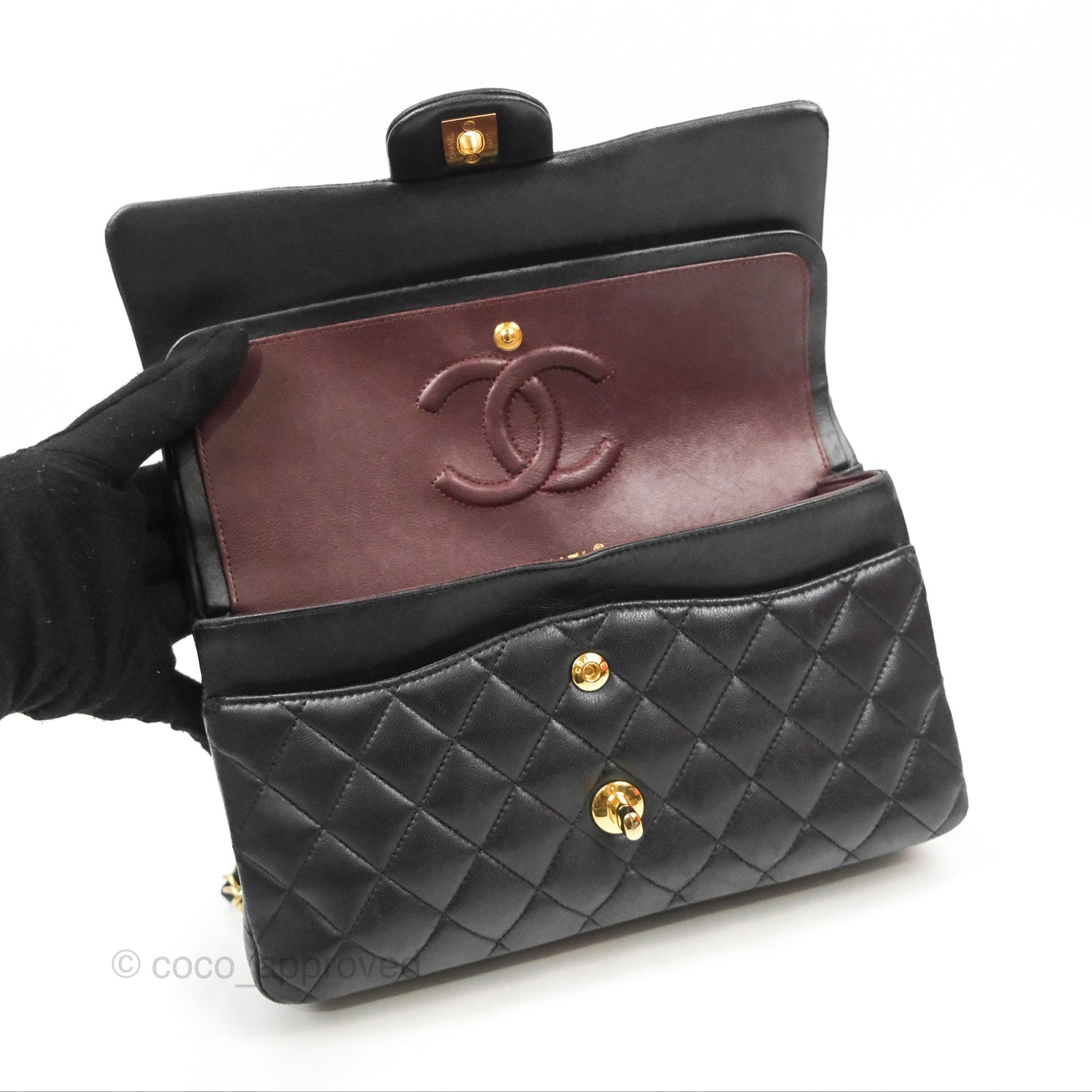 Chanel Classic M/L Medium Flap Quilted Black Lambskin Gold Hardware