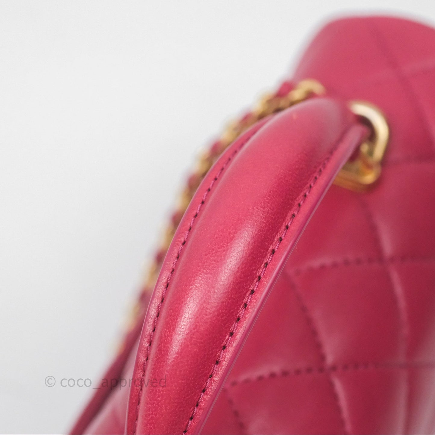Chanel Top Handle Mini Rectangular Flap Red Lambskin Aged Gold Hardware