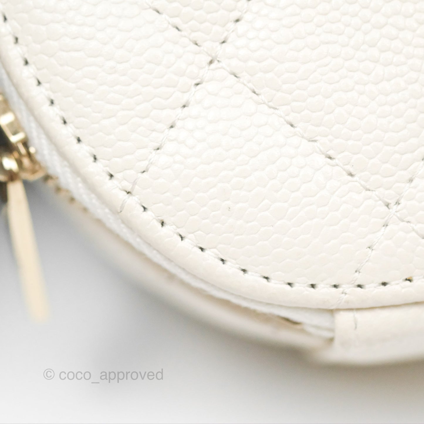 Chanel Mini Round Vanity Bag Handle With Care Ivory Caviar