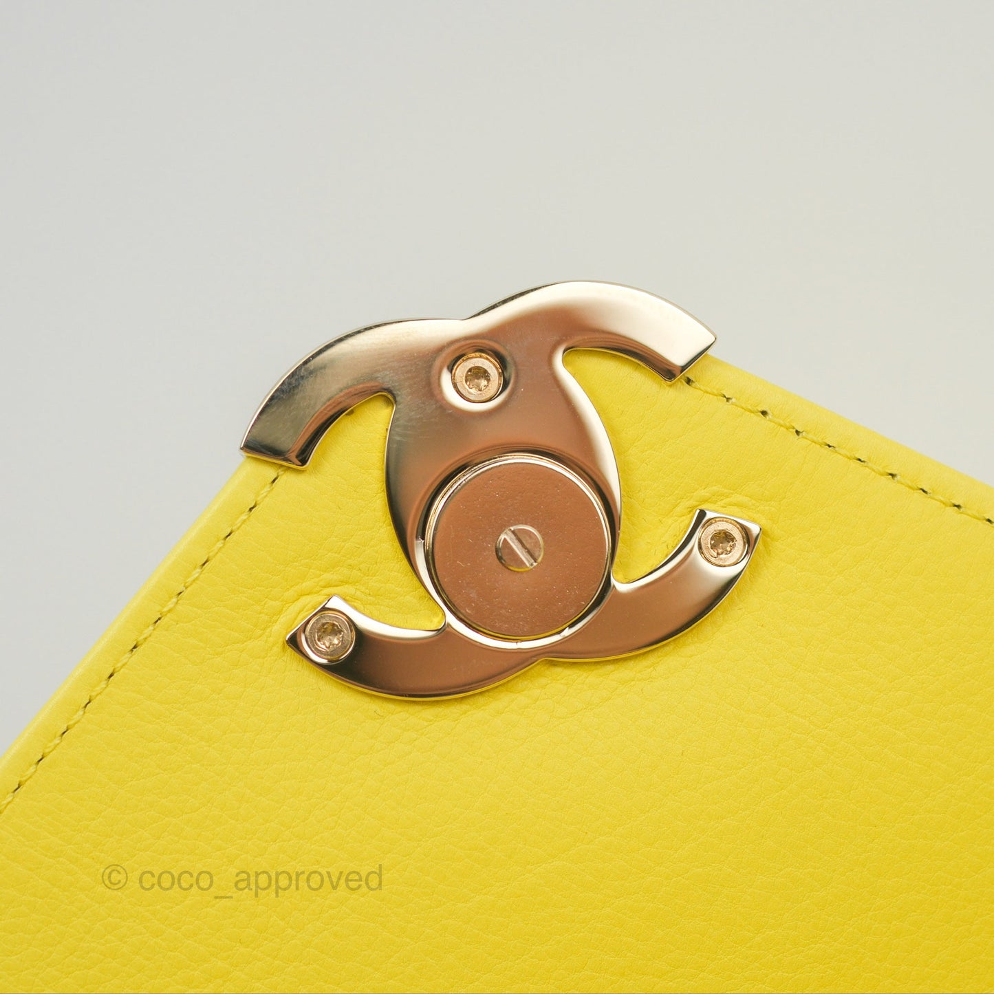 Chanel Chevron Square Envelope Flap Bag Yellow 19C