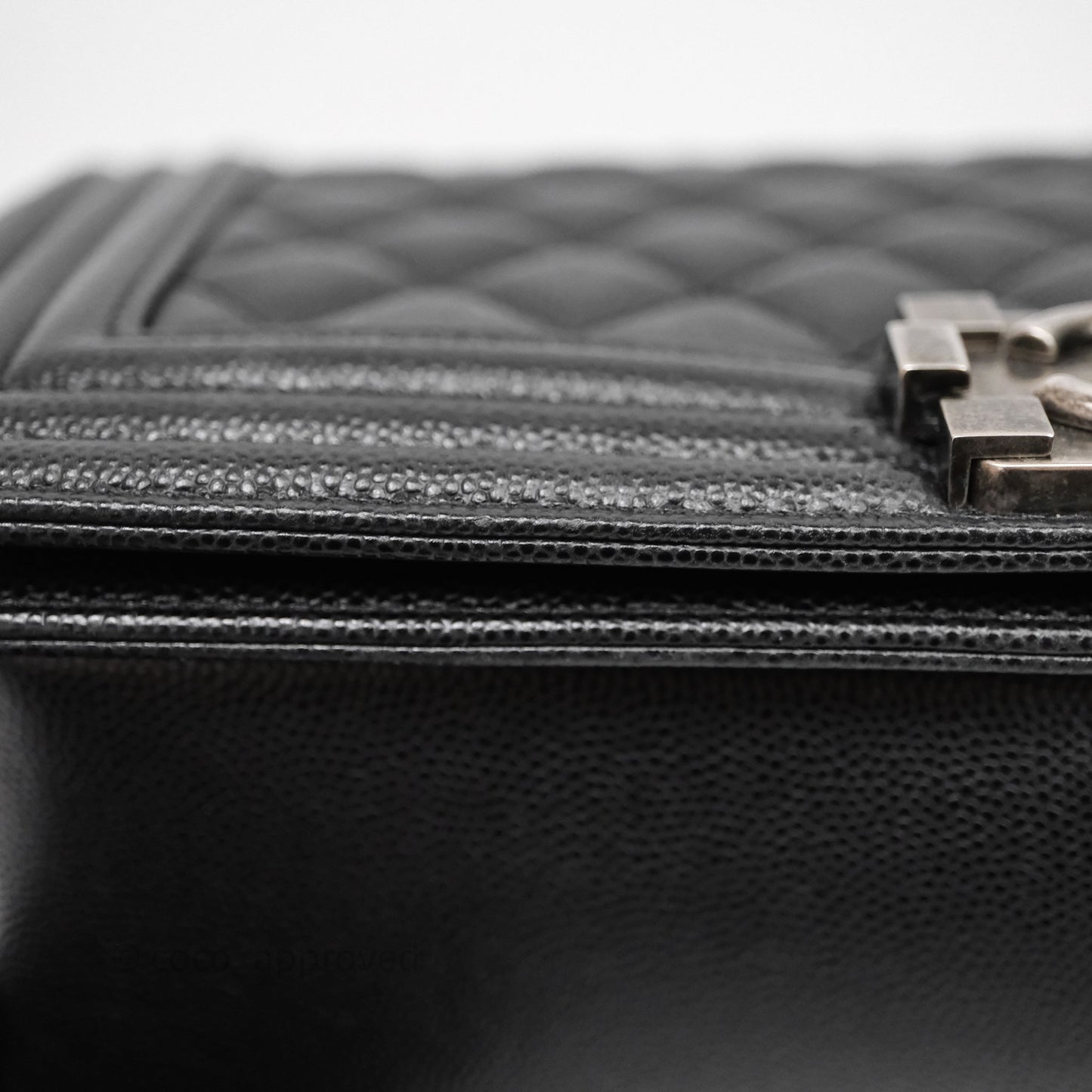 Chanel Quilted Medium Boy Black Caviar Ruthenium Hardware