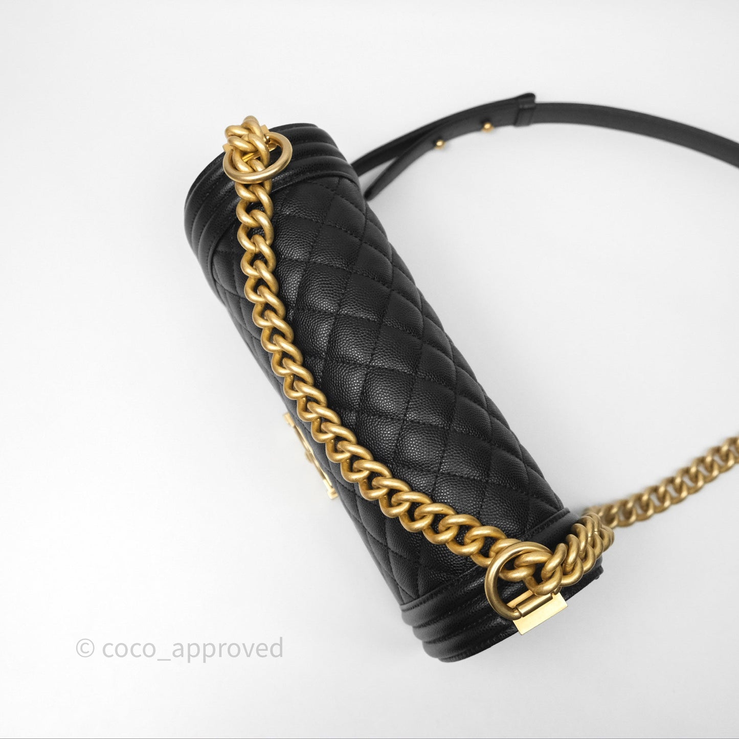 Chanel Quilted Medium Boy Black Caviar Aged Gold Hardware