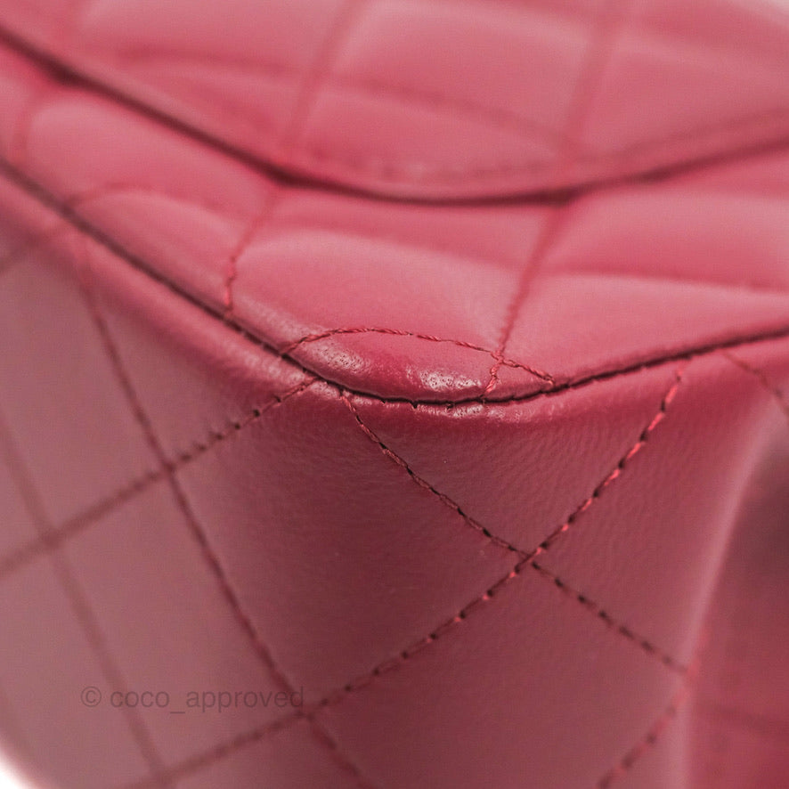 Chanel Top Handle Mini Rectangular Flap Bag Burgundy Lambskin Gold Hardware