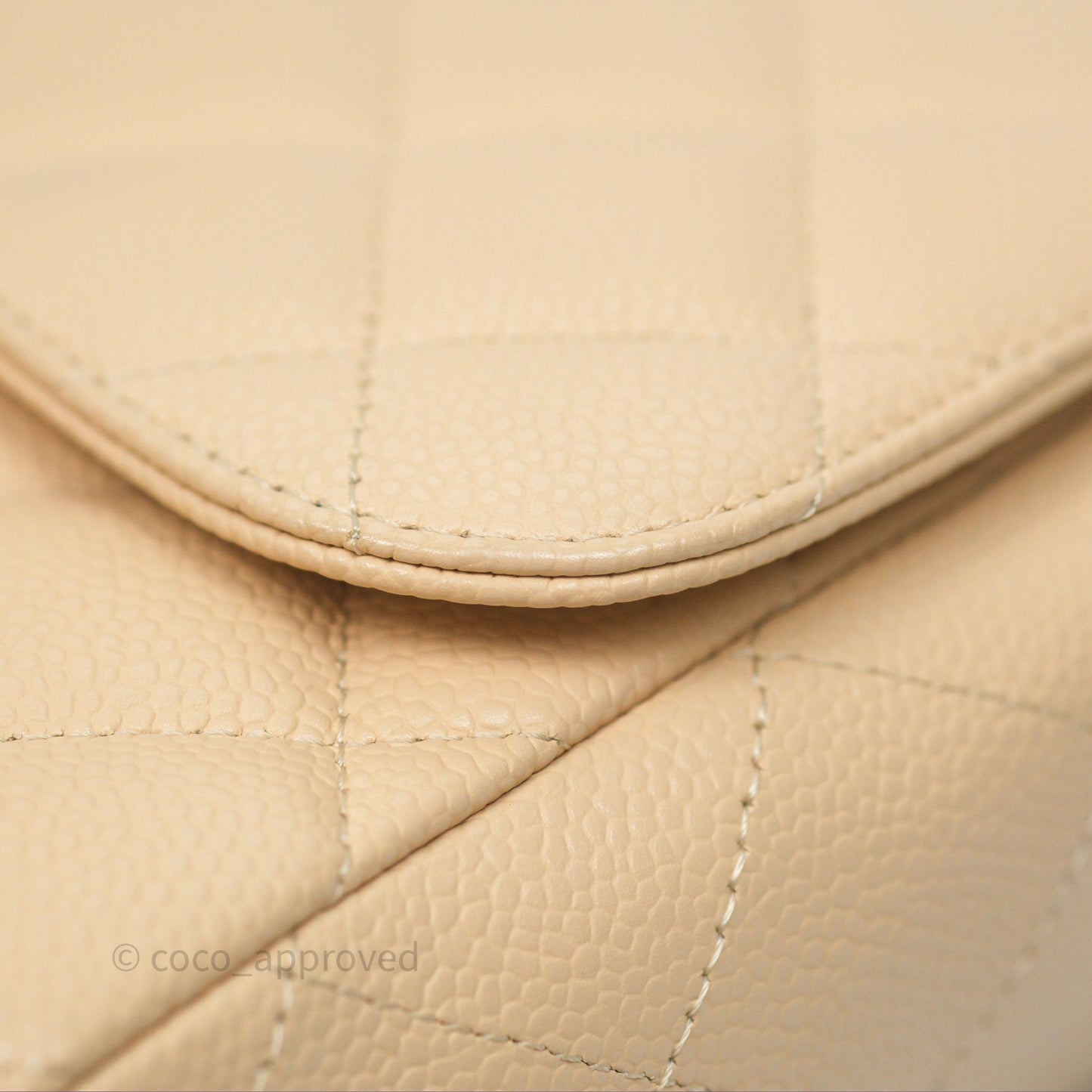 Chanel Jumbo Single Flap Beige Caviar Silver Hardware