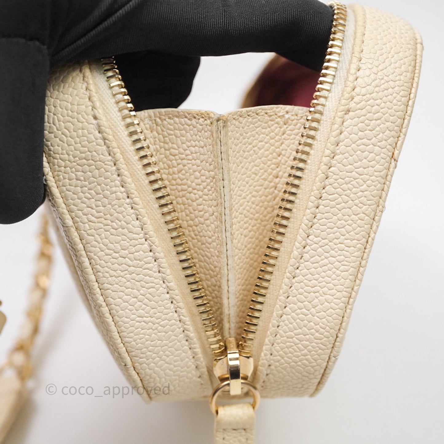Chanel Quilted Caviar Waist Bag Ivory Aged Gold Hardware