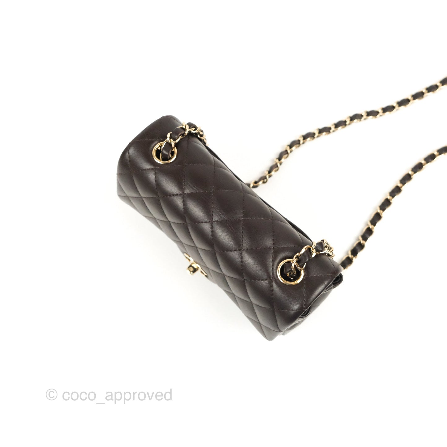 Chanel Quilted Mini Rectangular Chocolate Brown Lambskin Gold Hardware