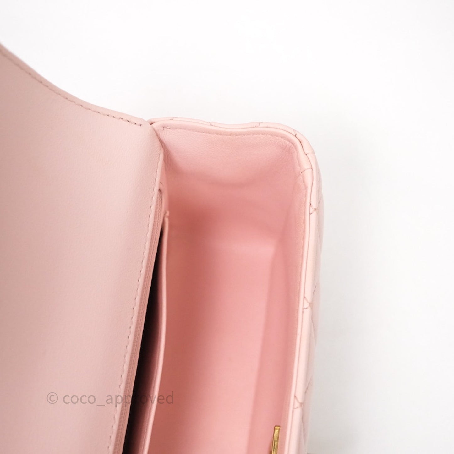 Chanel Top Handle Mini Rectangular Flap Bag Pink Lambskin Aged Gold Hardware