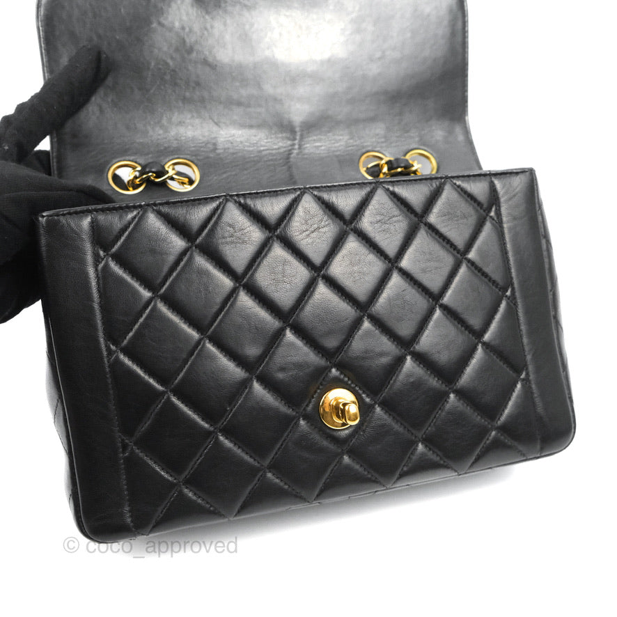 Chanel Vintage Small Flap Bag Black Lambskin 24K Gold Hardware
