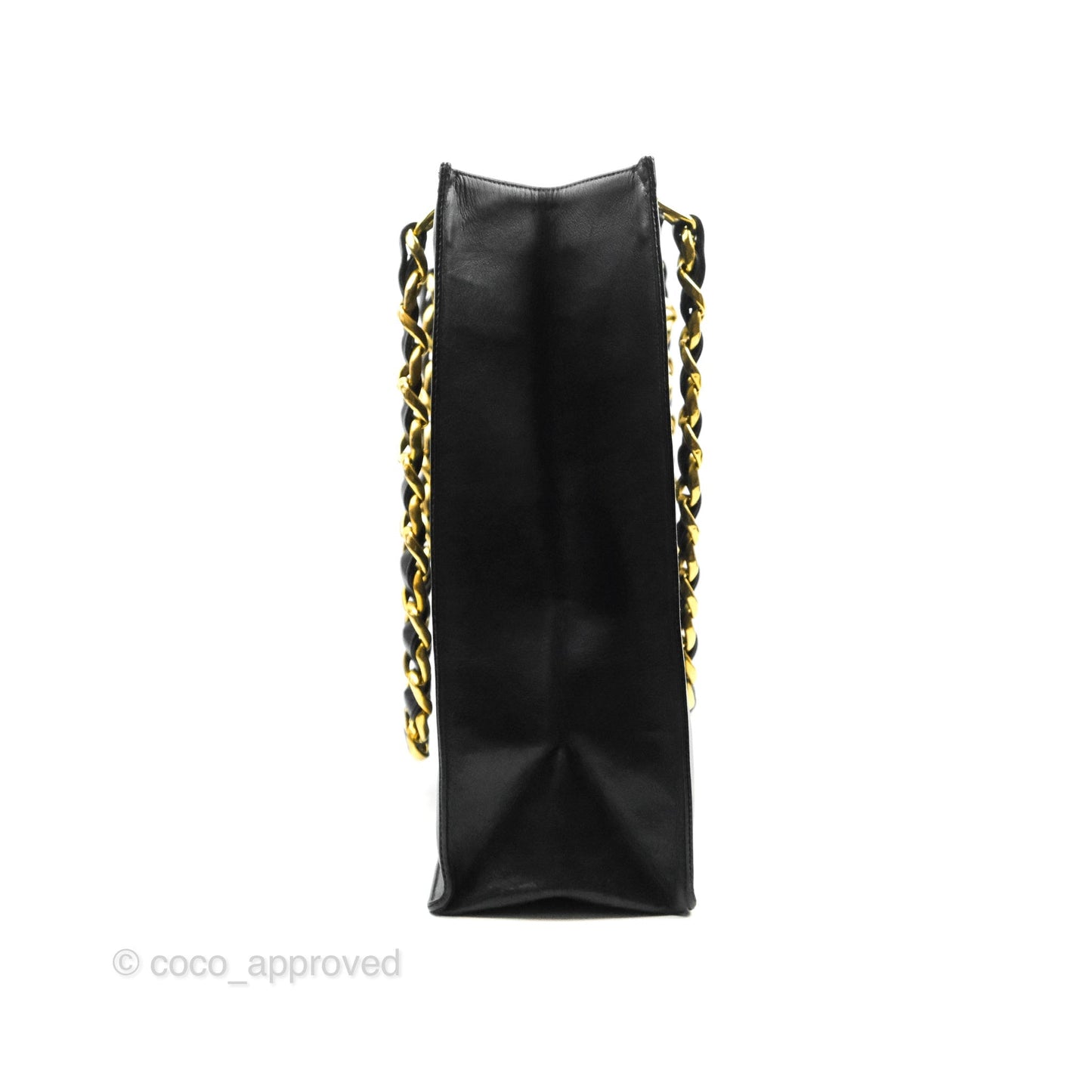 Chanel Vintage CC Chunky Chain Black Calfskin XL Tote 24K Gold Hardware