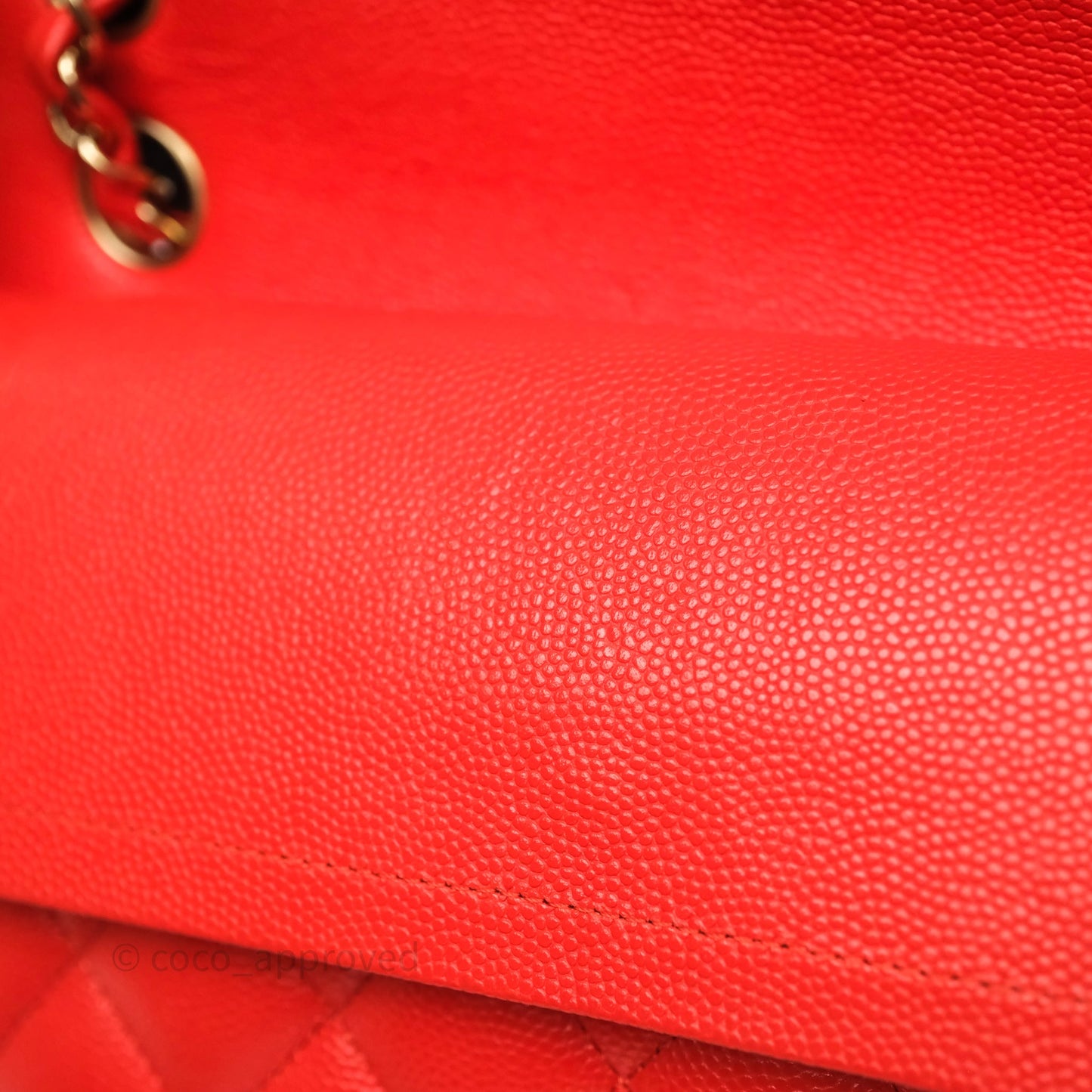 Chanel Small Classic Flap Quilted Red Orange Caviar Gold Hardware