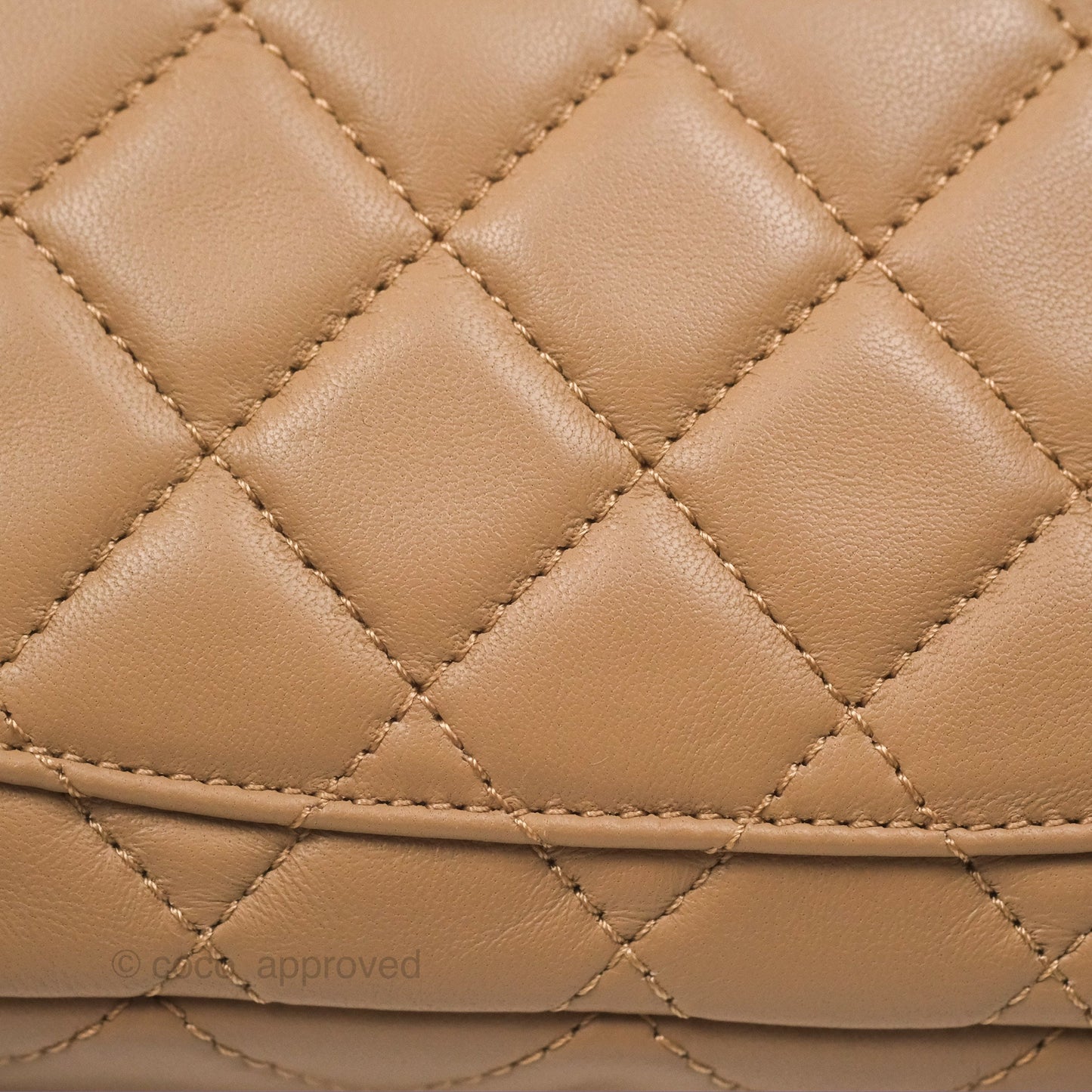 Chanel Mini Rectangular Pearl Crush Quilted Beige Lambskin Aged Gold Hardware