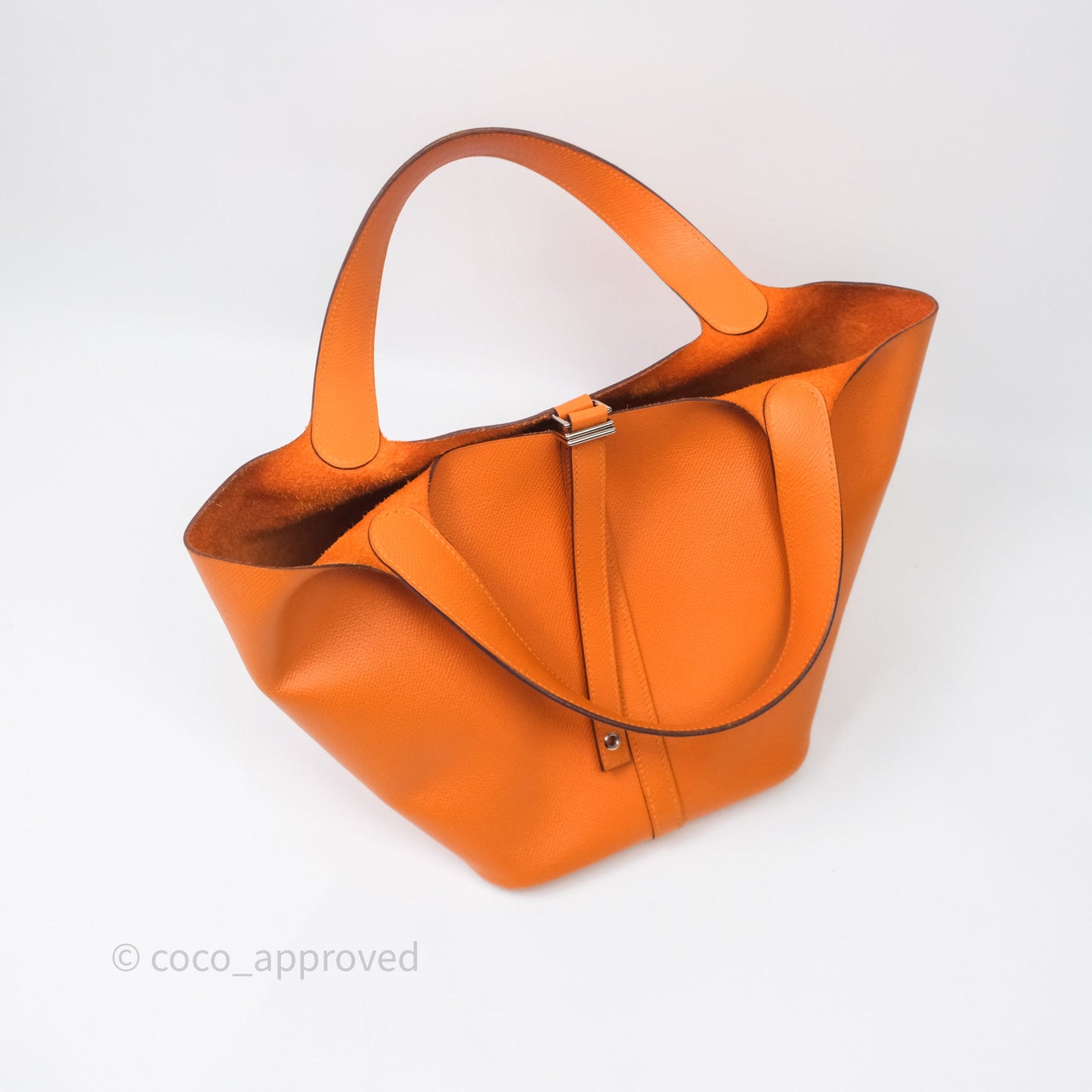 Hermès Tressage De Cuir Picotin Lock 22 Abricot I9/ Rose Azalée 8W/ Gold 37 Epsom Palladium Hardware